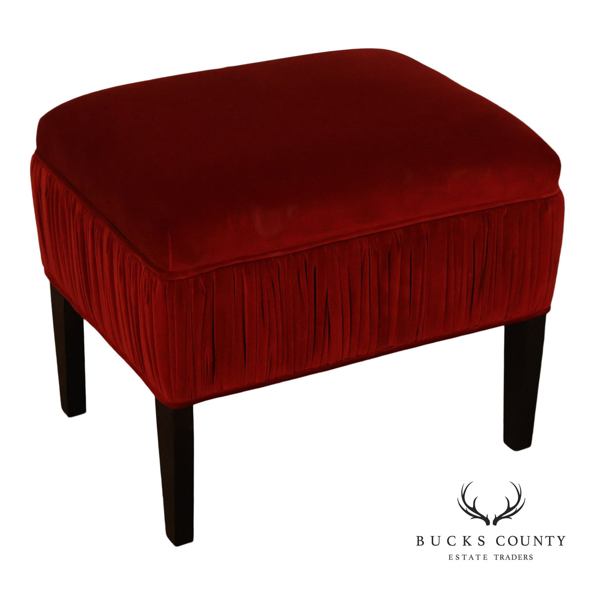 Contemporary Red Velvet Upholstered Ottoman