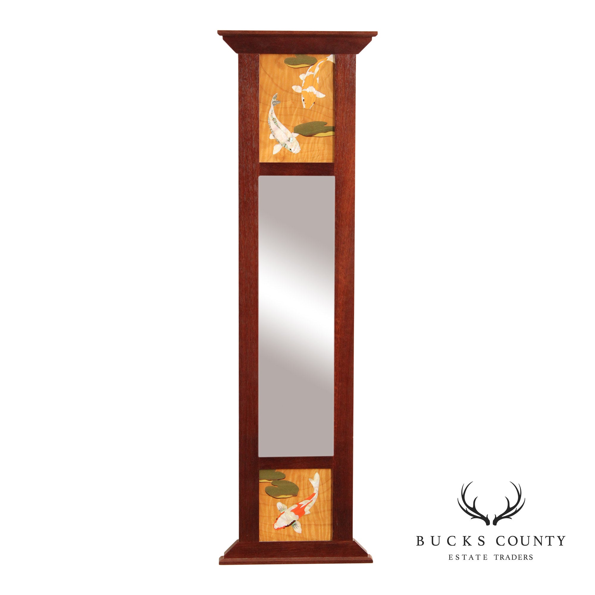 Hudson River Inlay 'Koi Pond' Accent Trumeau Mirror