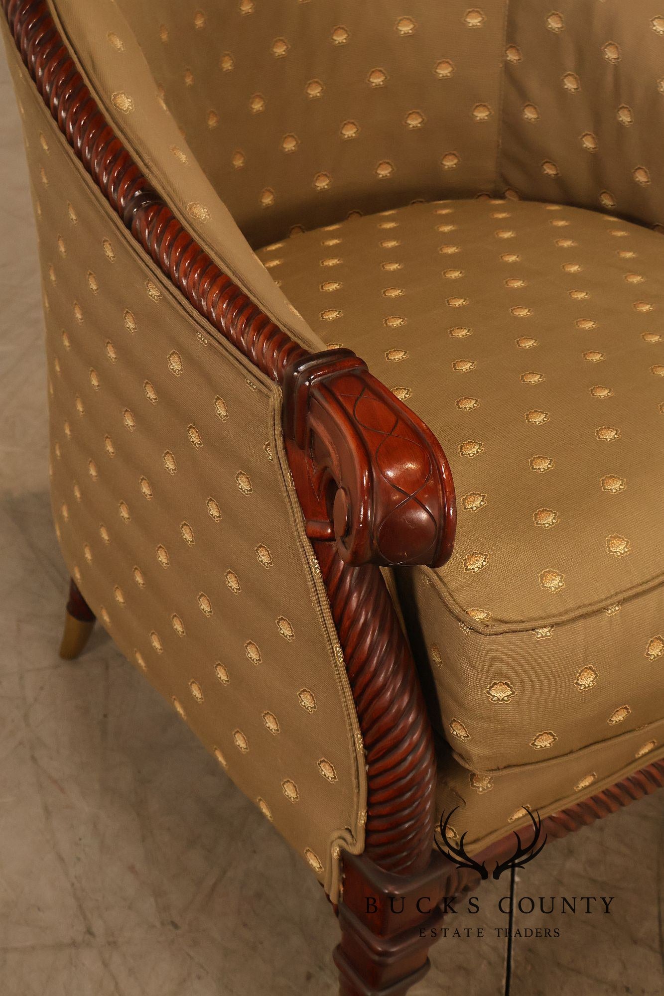 Highland House For Harrods Pair Of Mahogany Neoclassical Lounge Chairs