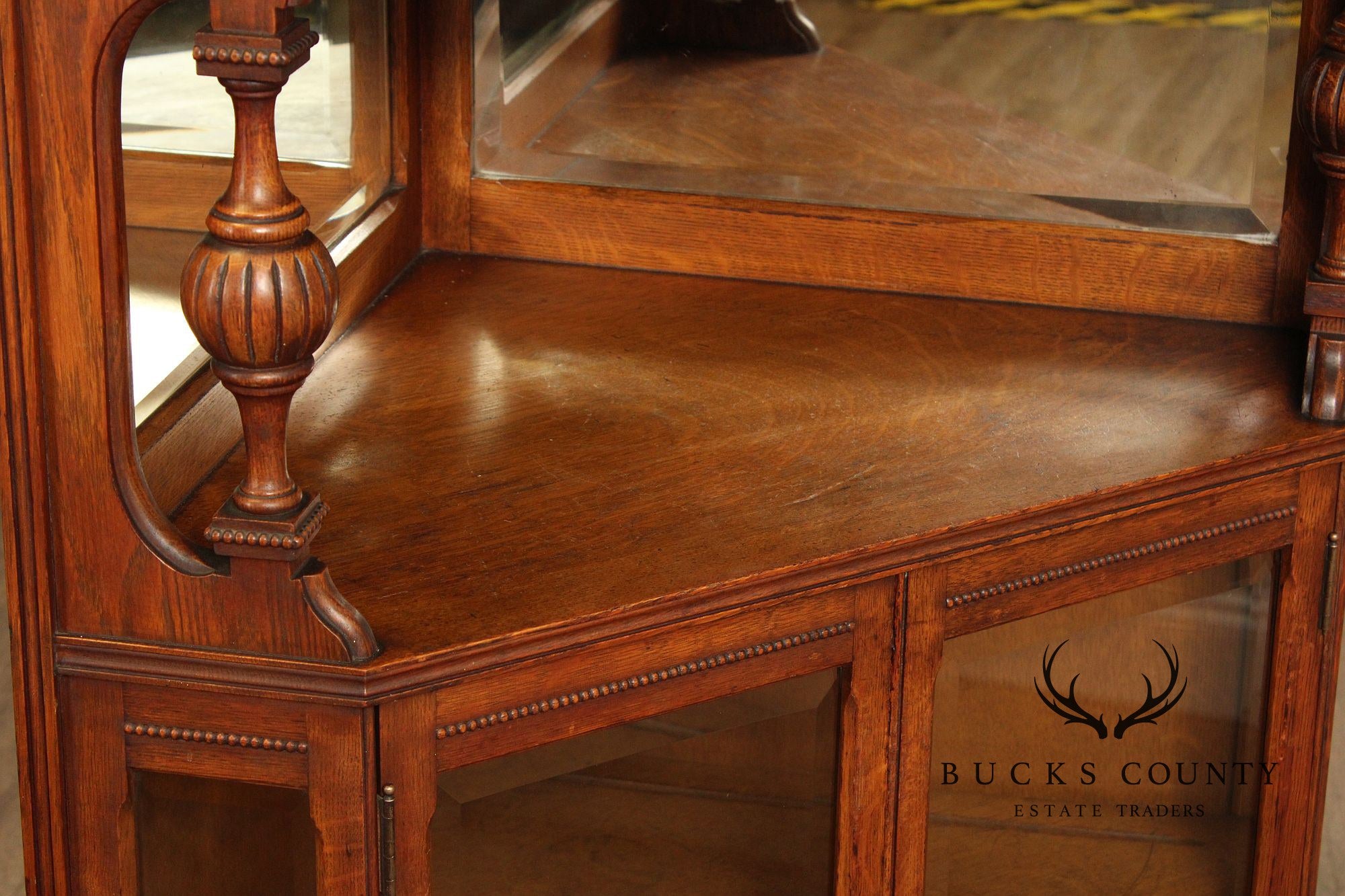 Antique Victorian Oak Corner China Cabinet