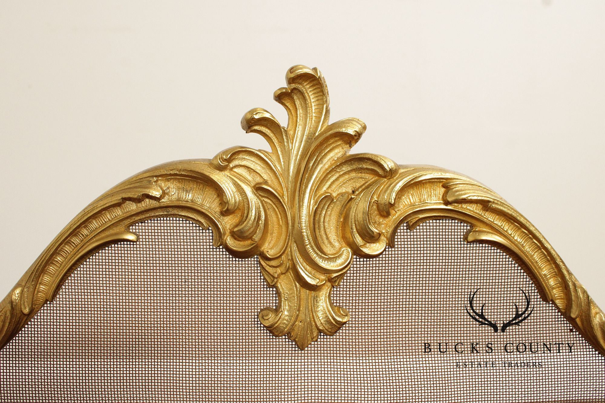 French Louis XV Style Brass Fireplace Set