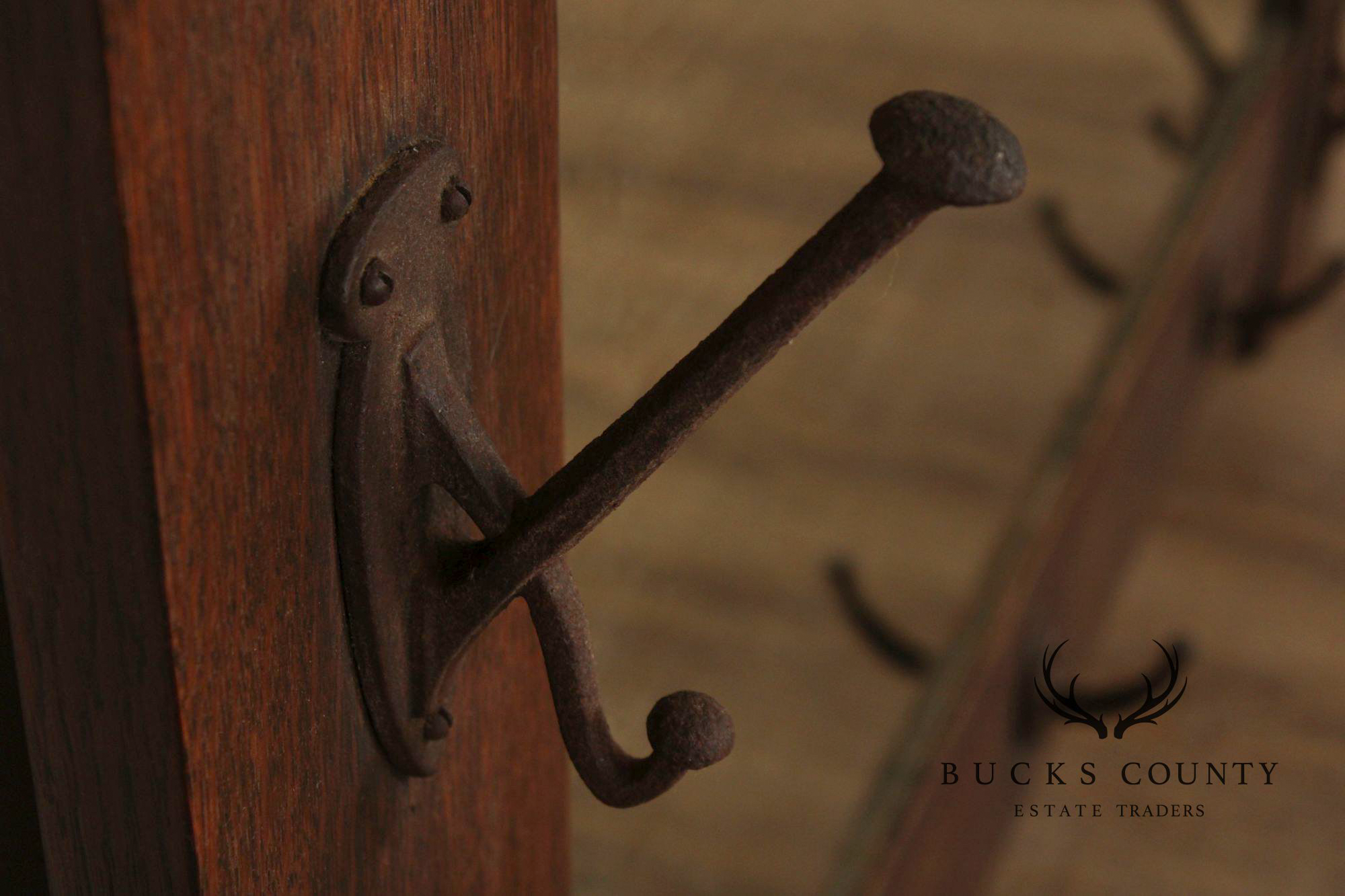 Stickley Brothers Antique Mission Oak Wall Mirror With Hooks No. 7577