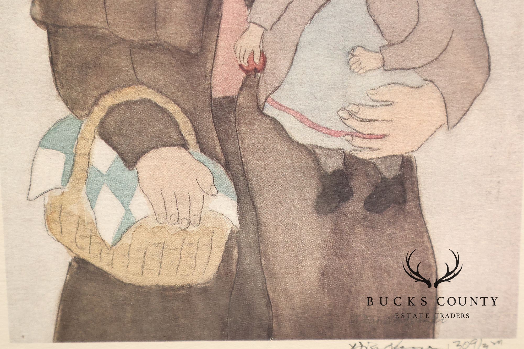 Xtian Newswanger Amish Folk Art Style Print, 'Old Jake and Katie Glick'