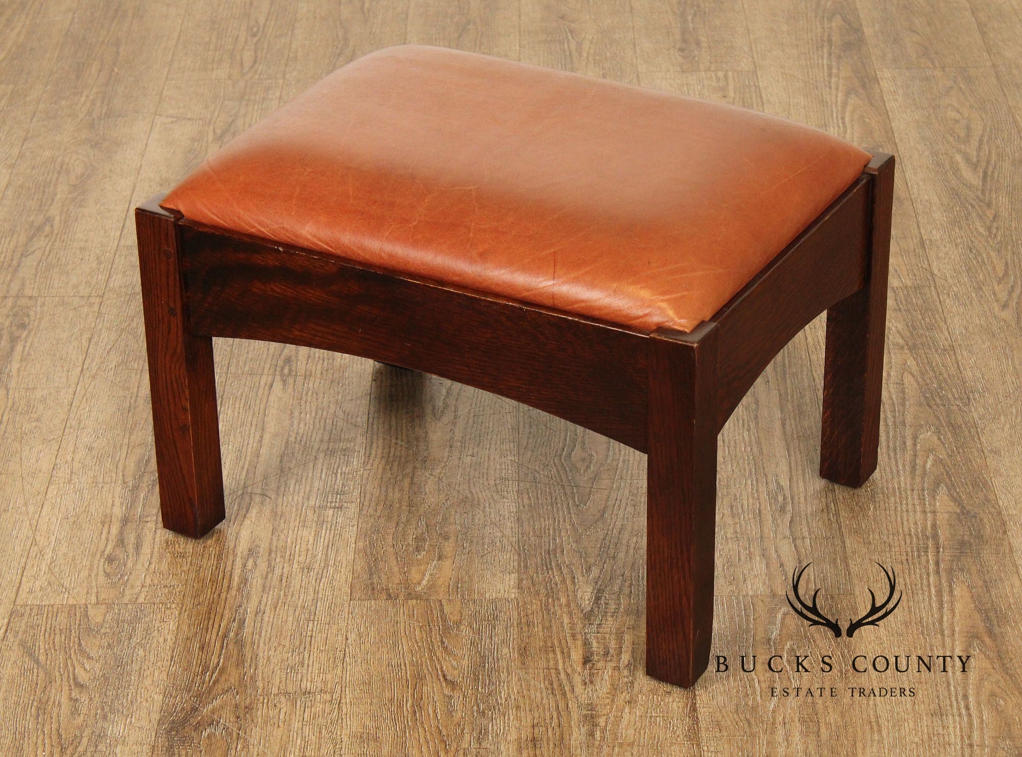 Stickley Mission Collection Oak and Leather Footstool