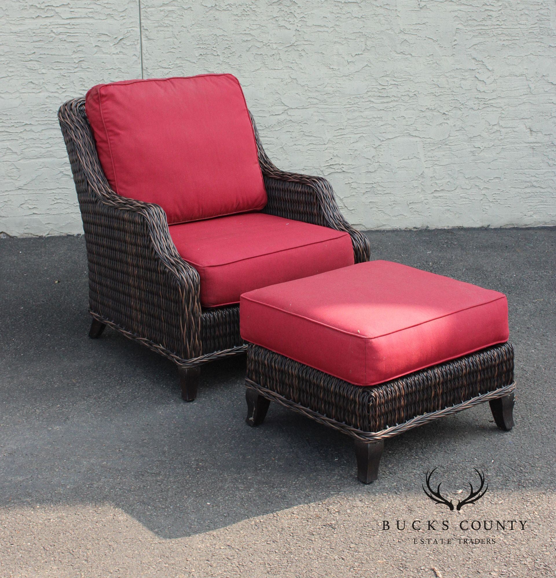 Patio Renaissance Pair of 'Monticello' Lounge Chairs and Ottomans