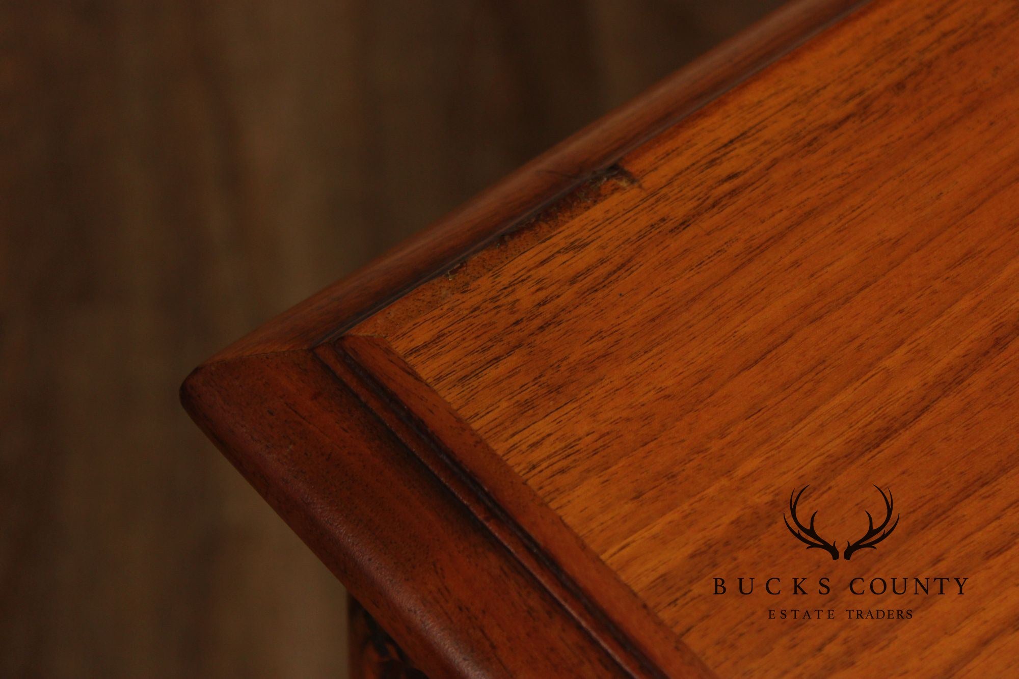 1930 Walnut Carved Pedestal Executive Desk with Pull-Out Writing Slides