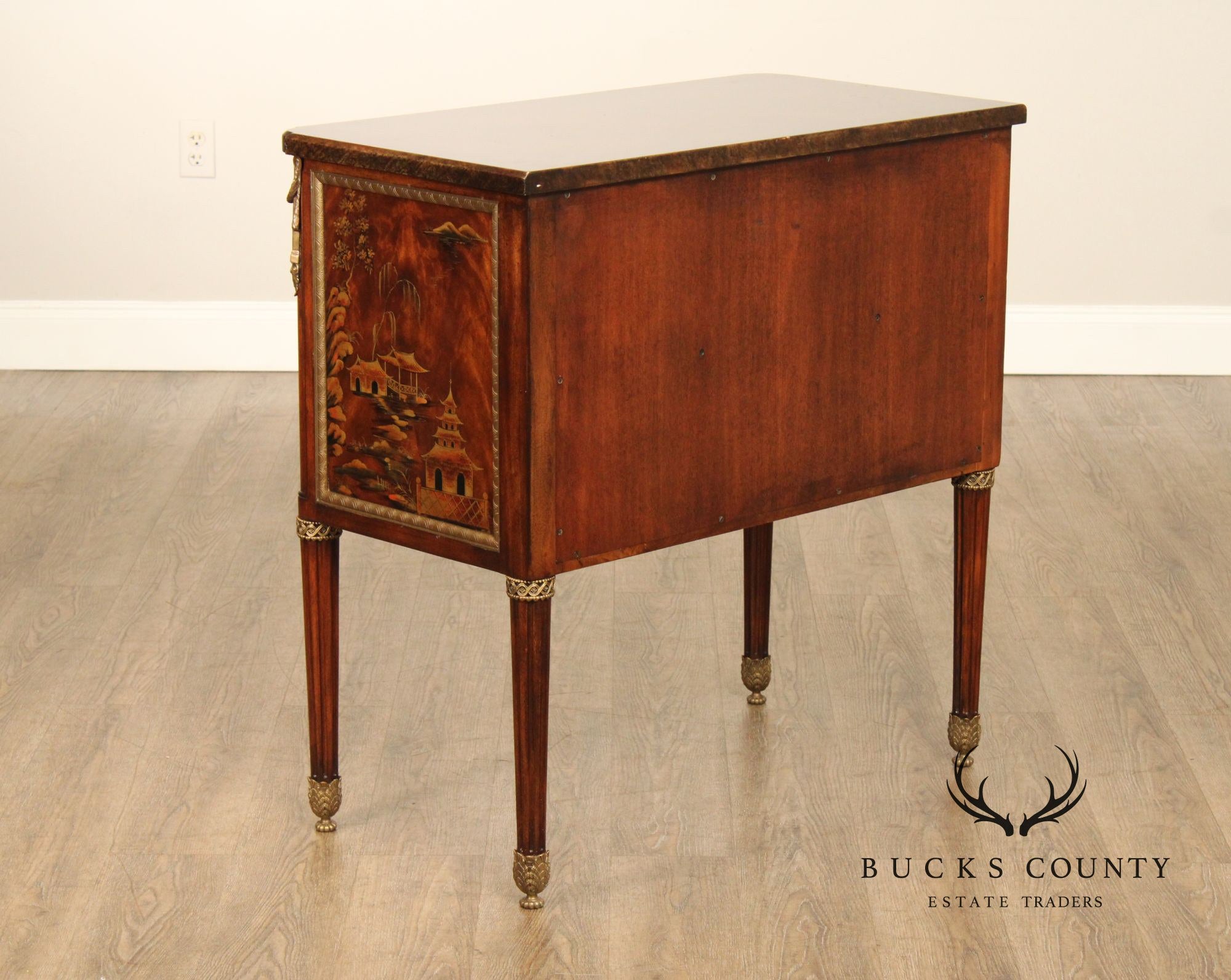 Theodore Alexander Mahogany Chinoiserie French Louis XVI Style Commode