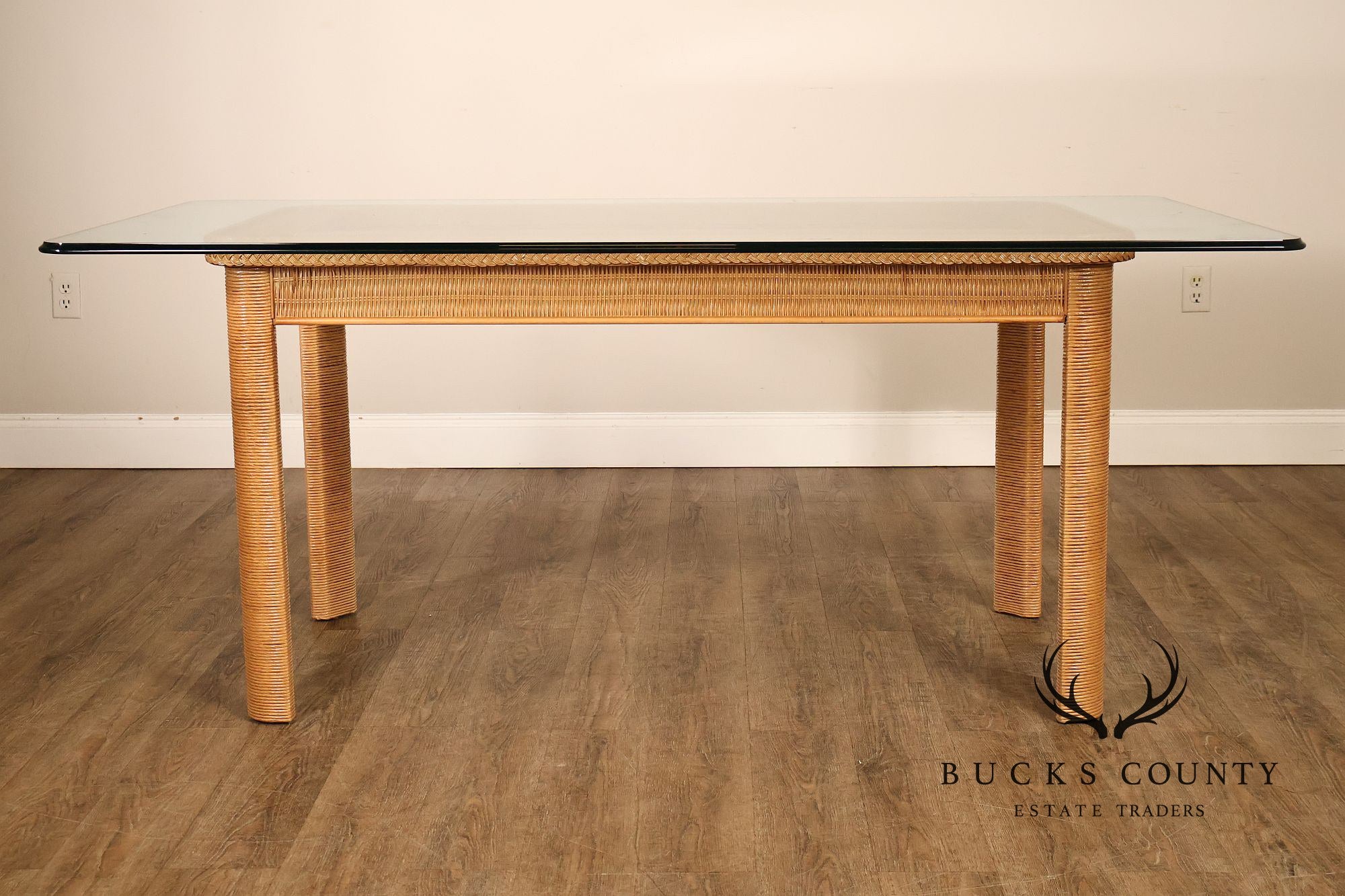 Lexington Henry Link Glass Top Wicker Dining Table