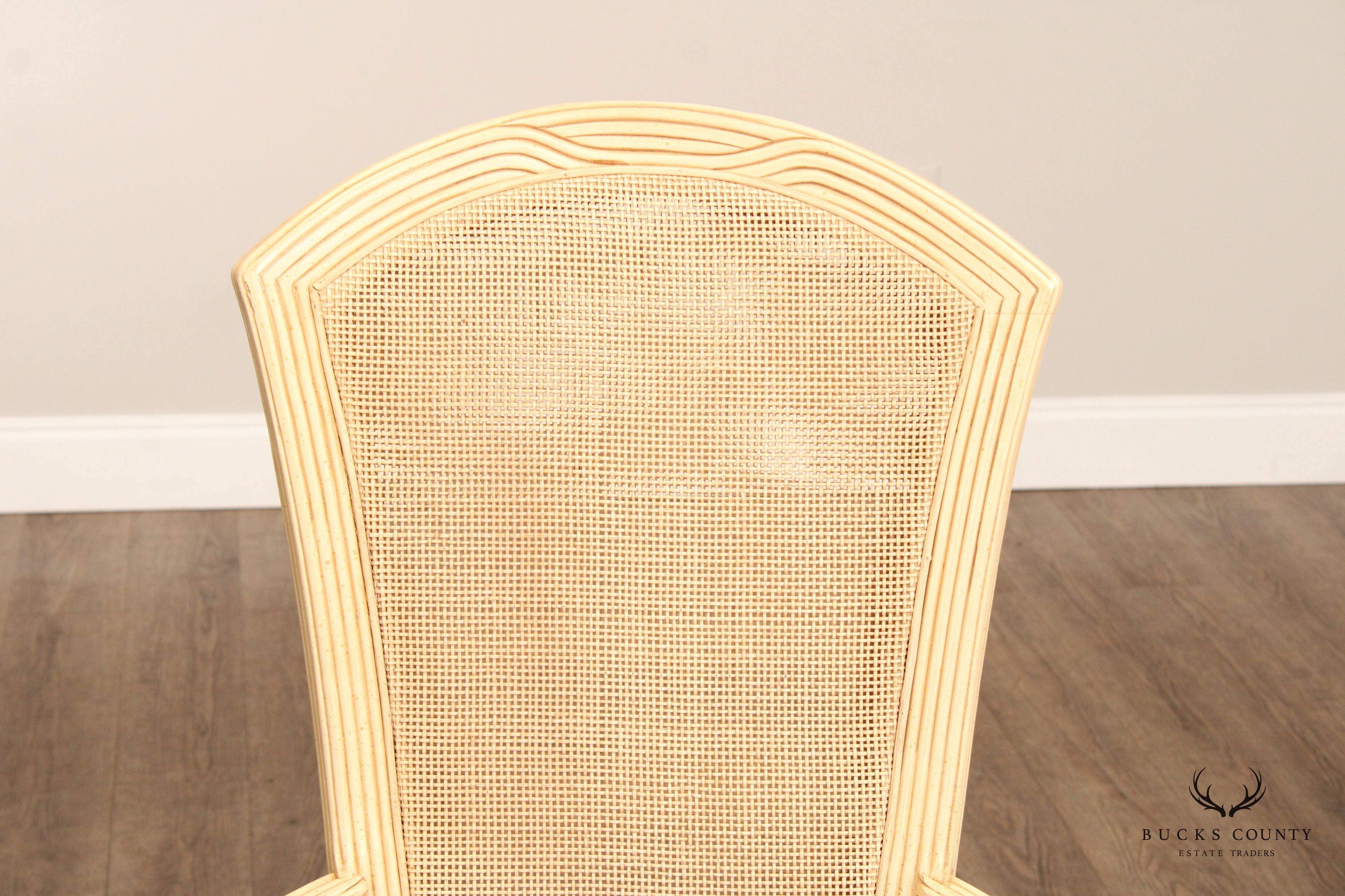 French Provincial Style Set of Six Caned Back Dining Chairs