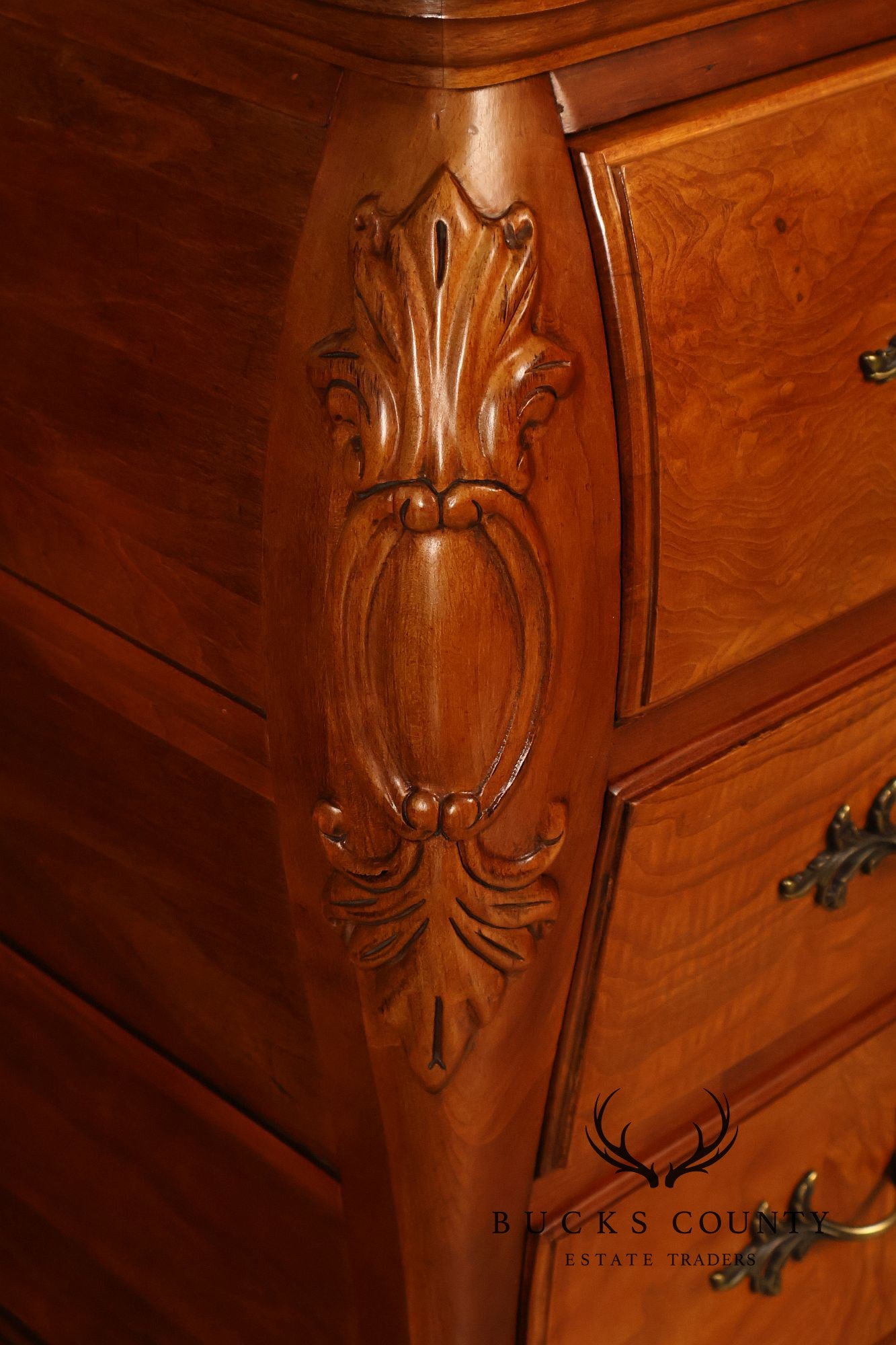 Century Furniture Pair of Marble Top Bombe Chests