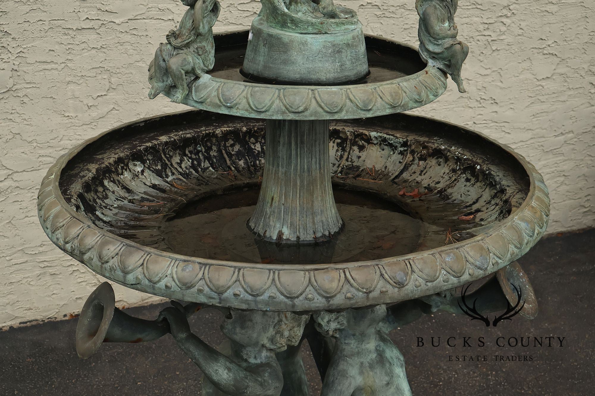 Vintage Two Tier Cherub Bronze Garden Fountain