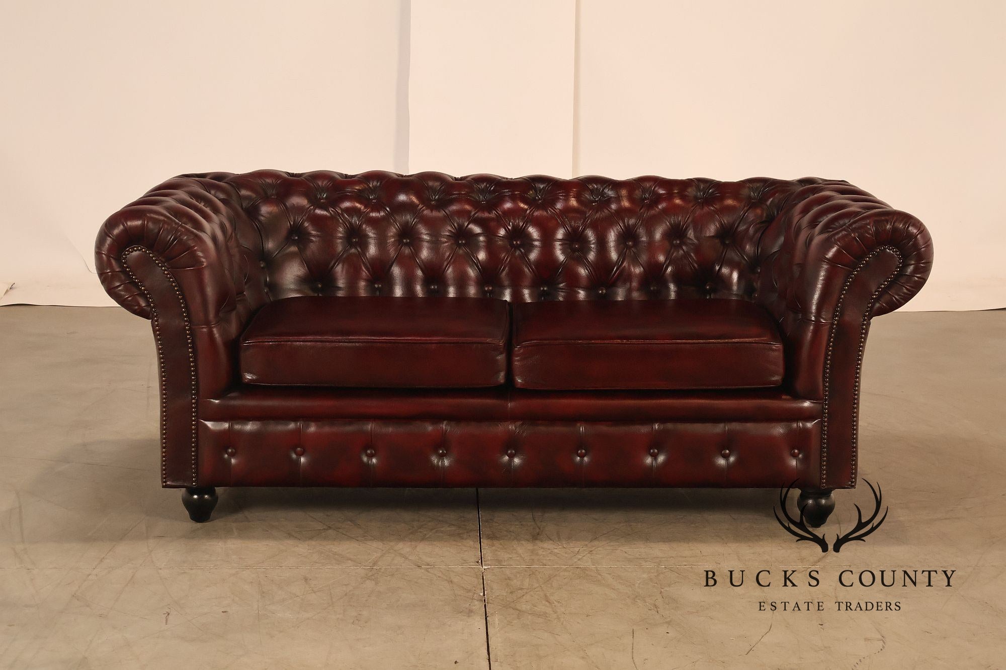 Chesterfield Style Oxblood Leather Sofa