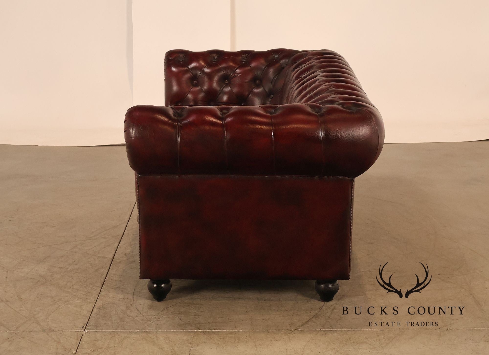 Chesterfield Style Oxblood Leather Sofa