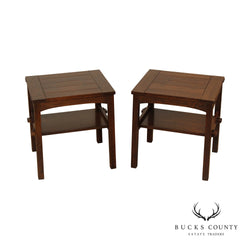Stickley Mission Collection Oak Butterfly Top Pair End Tables