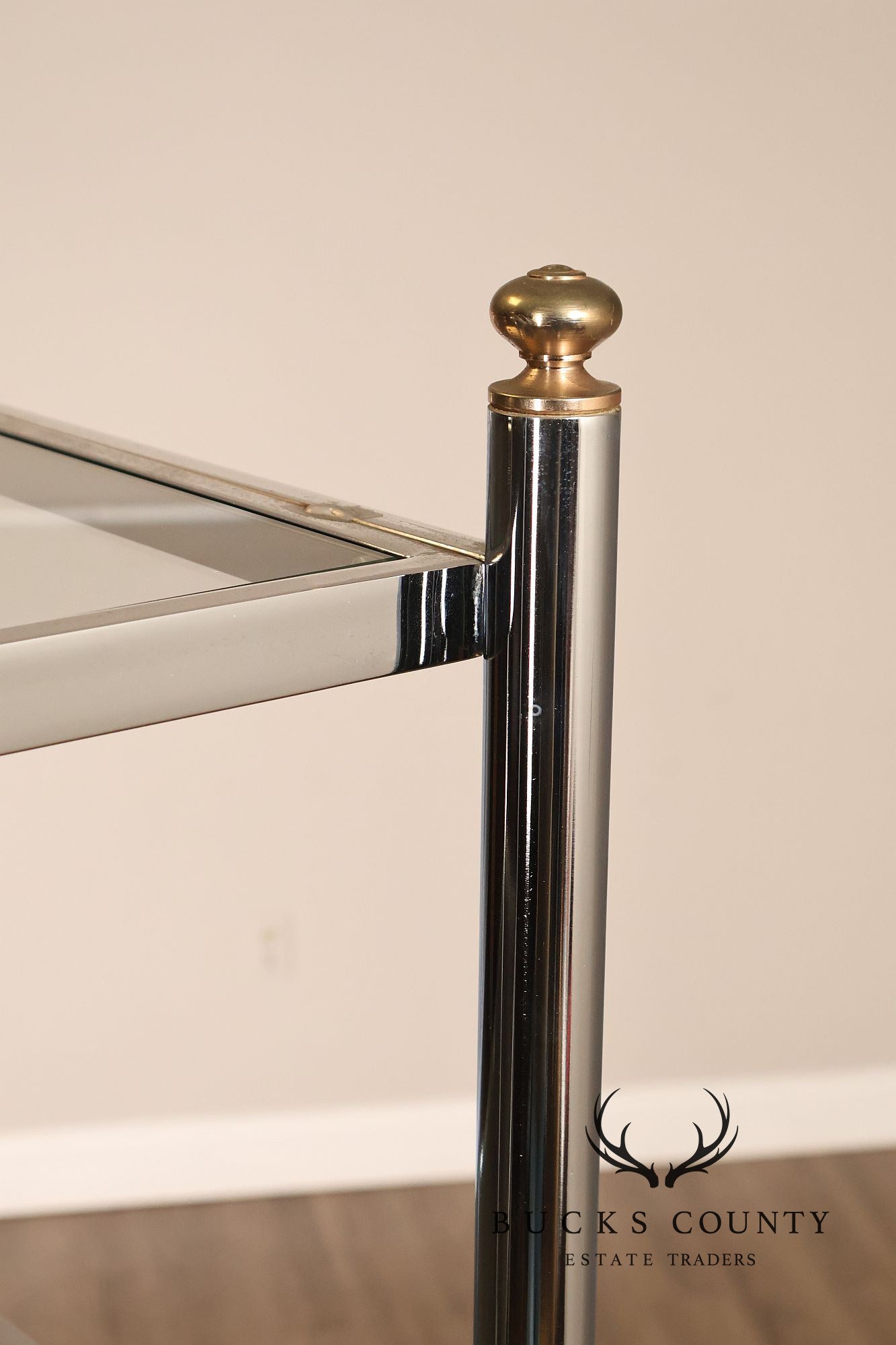 Italian Regency Style Chrome and Glass Etagere Shelf