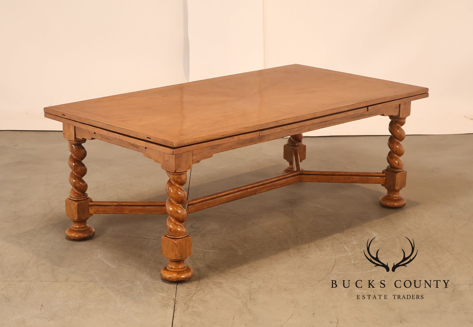 French Louis XIII Style Draw-Leaf Trestle Dining Table