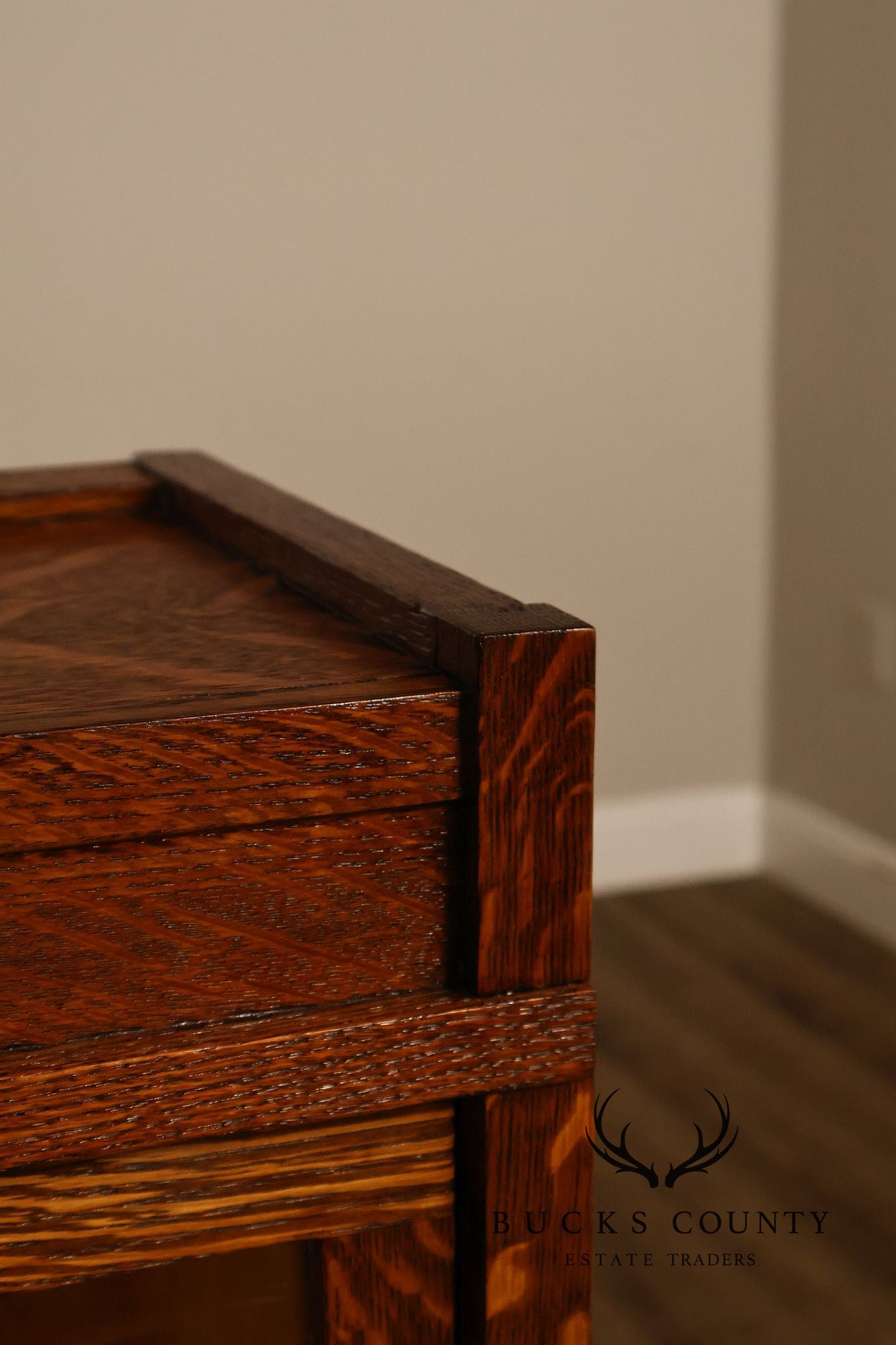 Antique Globe Wernicke Mission Oak Three Stack Barrister Bookcase With Base Drawer