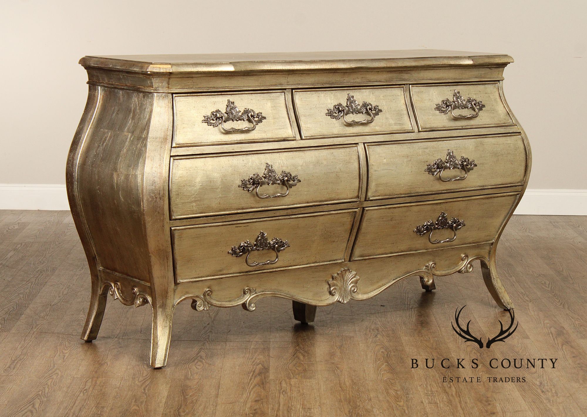 Hooker Furniture 'Sanctuary' Silver Gilt Bombe Chest