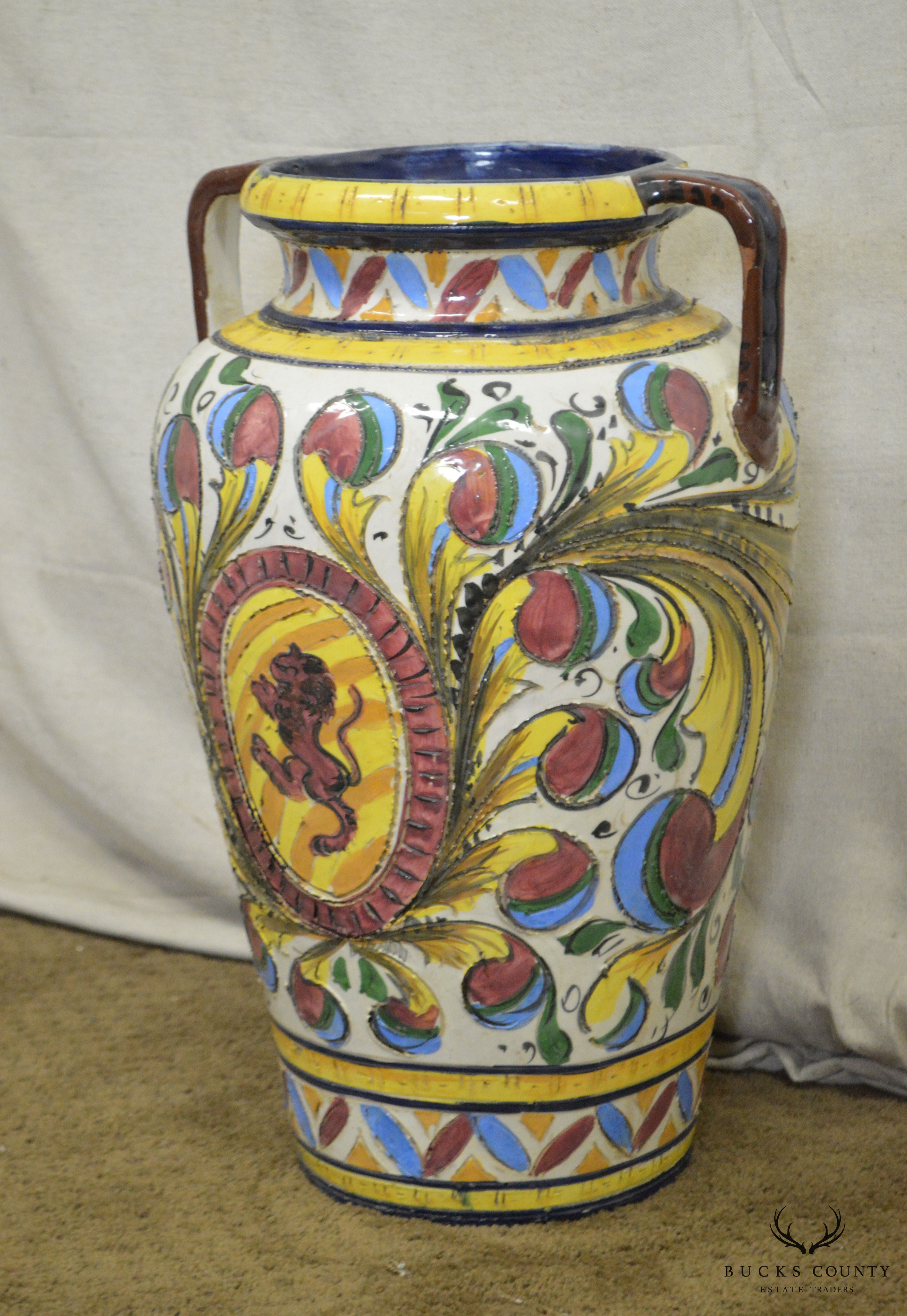 Vintage Italian Pottery Majolica Urn