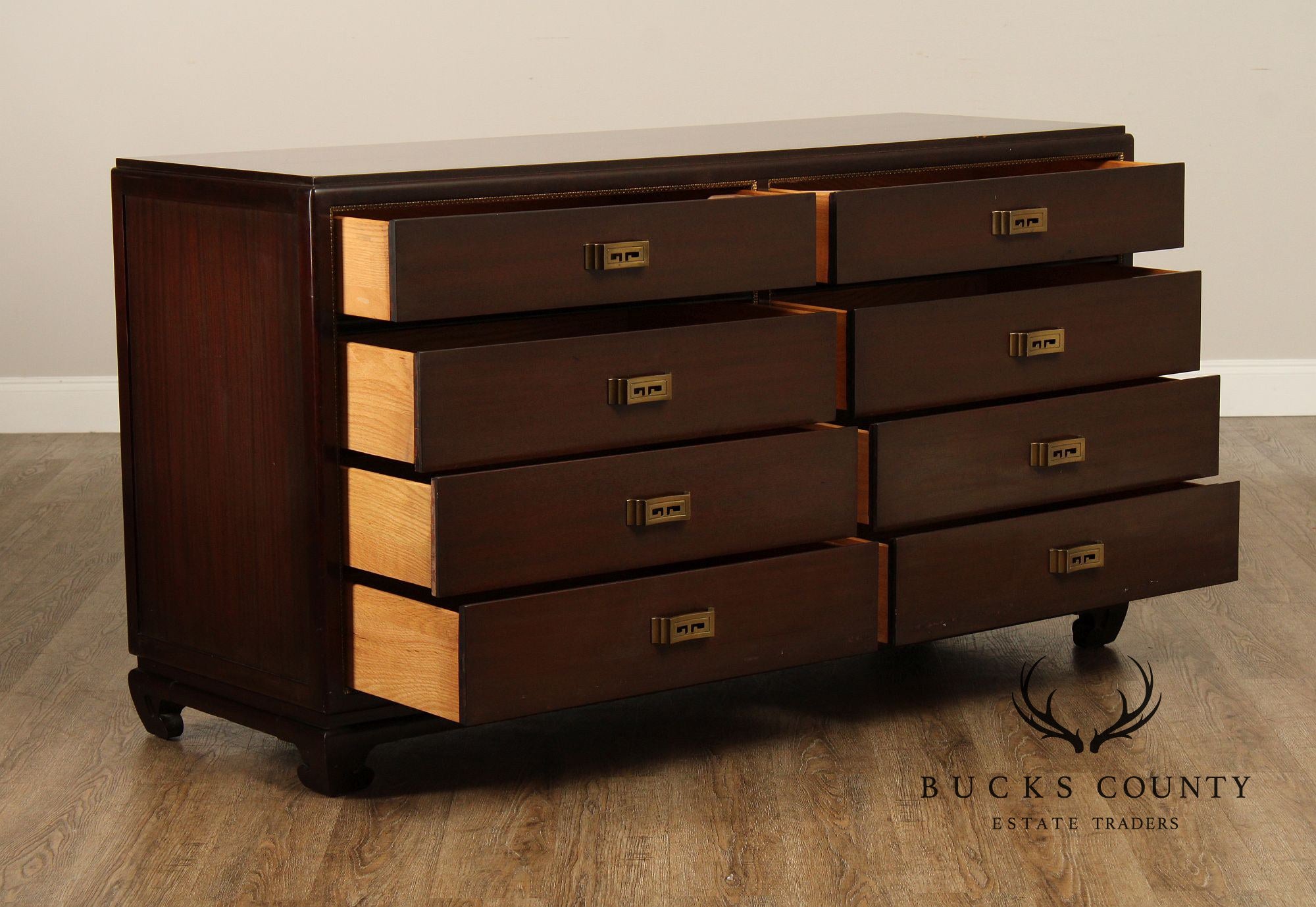 Rway  Mid-Century Asian Inspired Mahogany Dresser