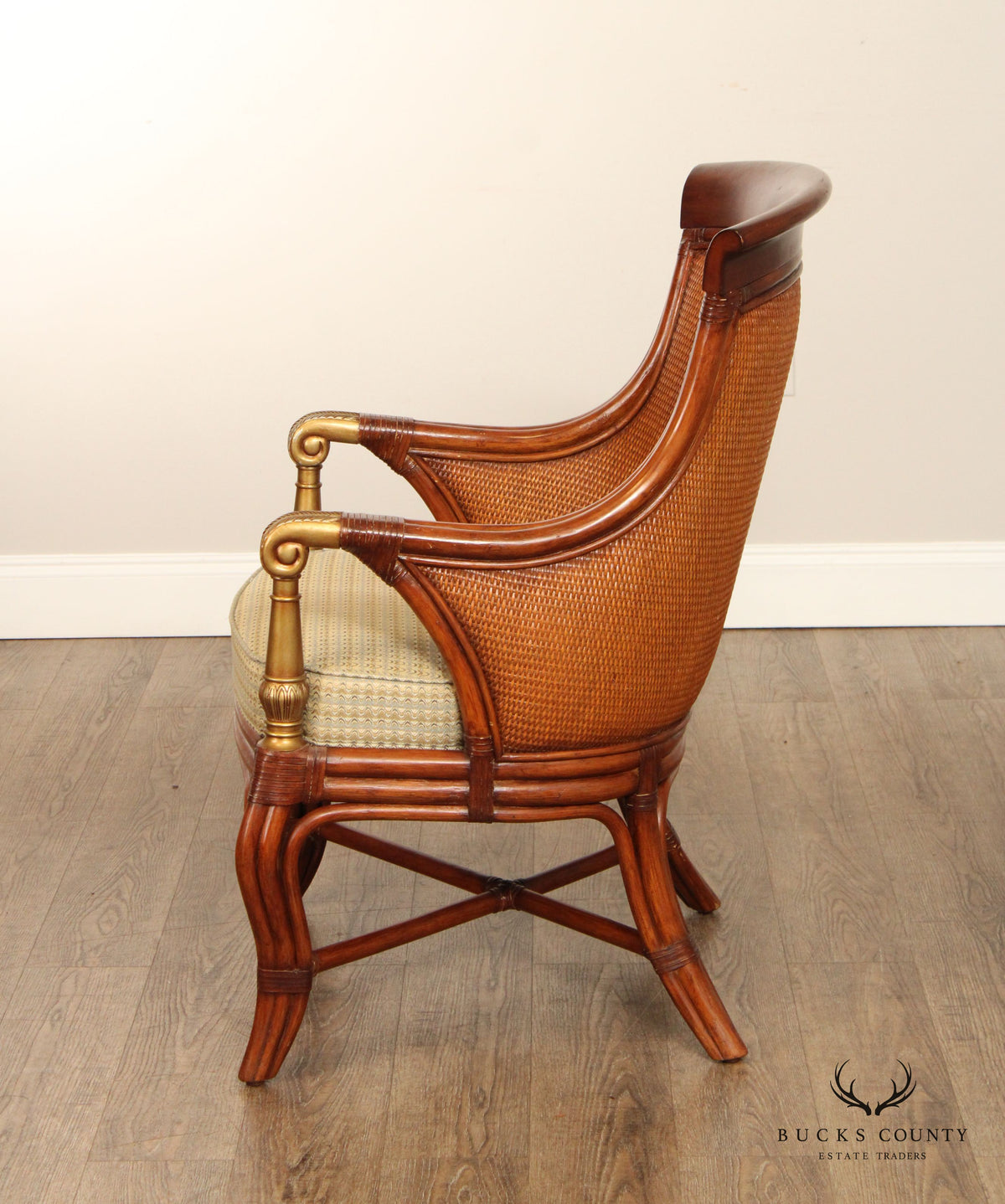 Ethan Allen British Colonial Style Rattan 'Bermuda' Armchair