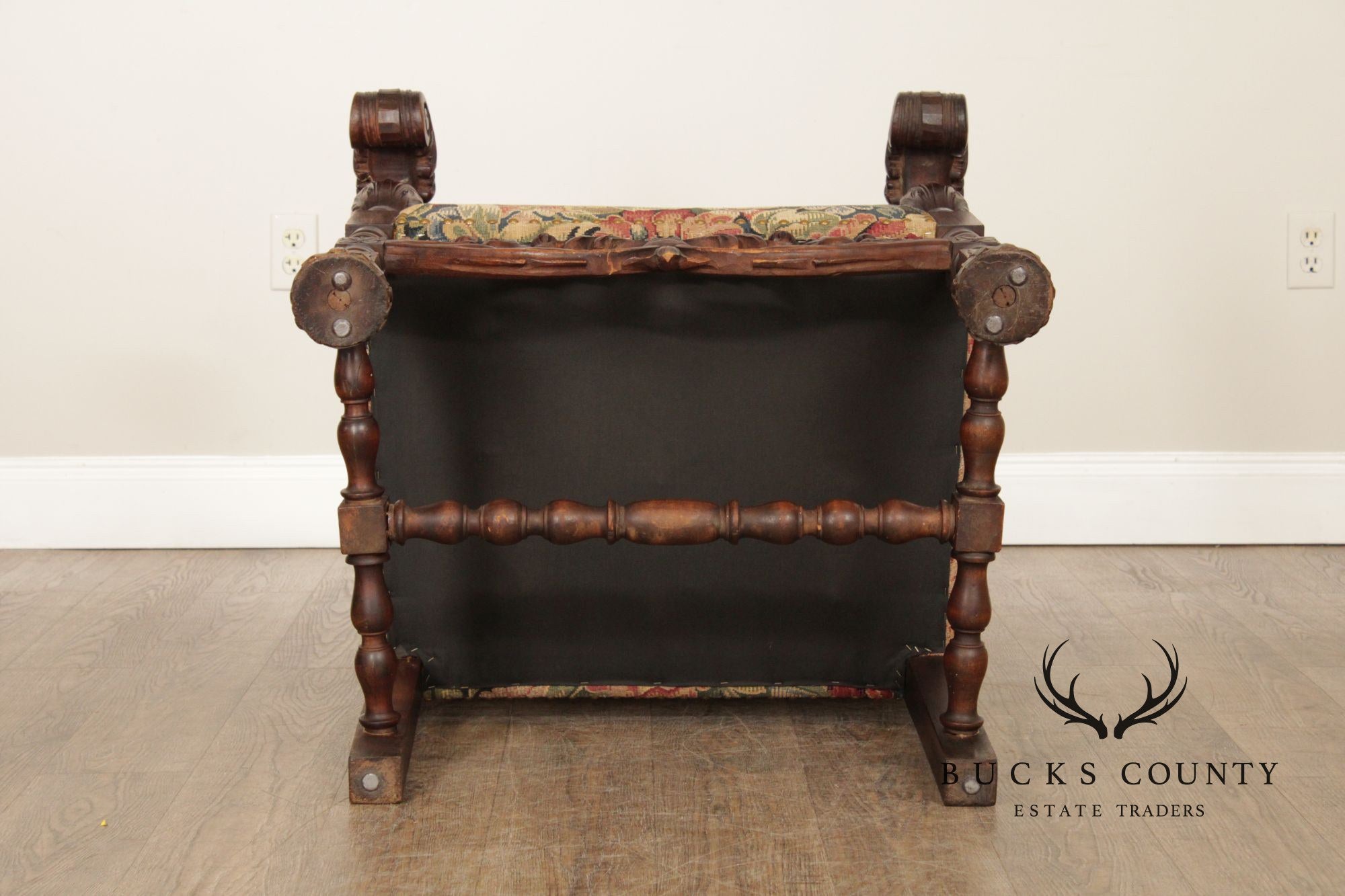 Antique French Baroque Style Carved Walnut Armchair