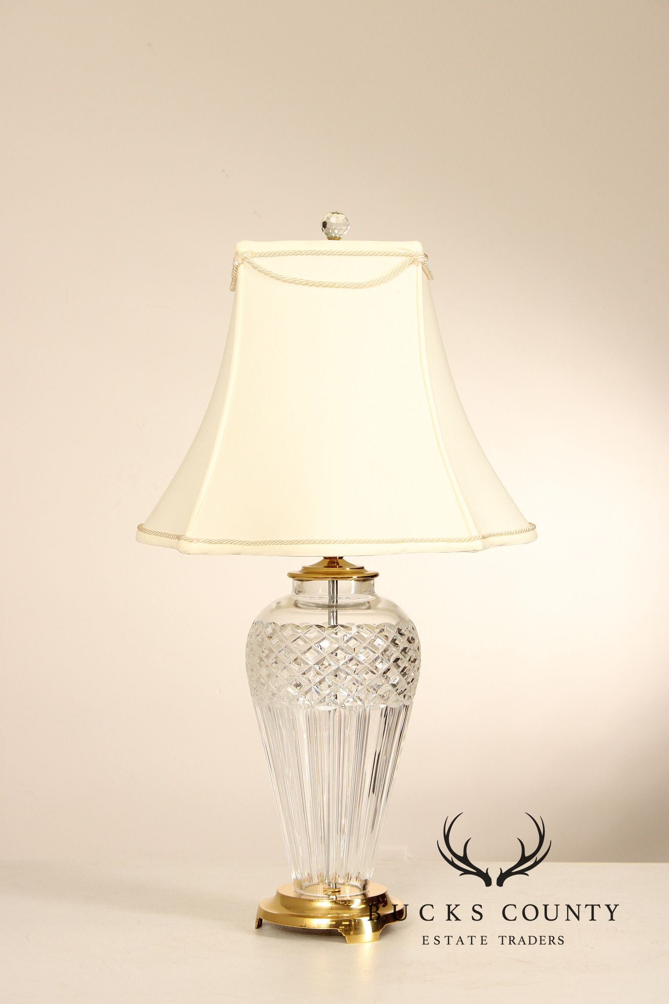 Waterford Belline Collection Pair of Crystal and Brass Table Lamps