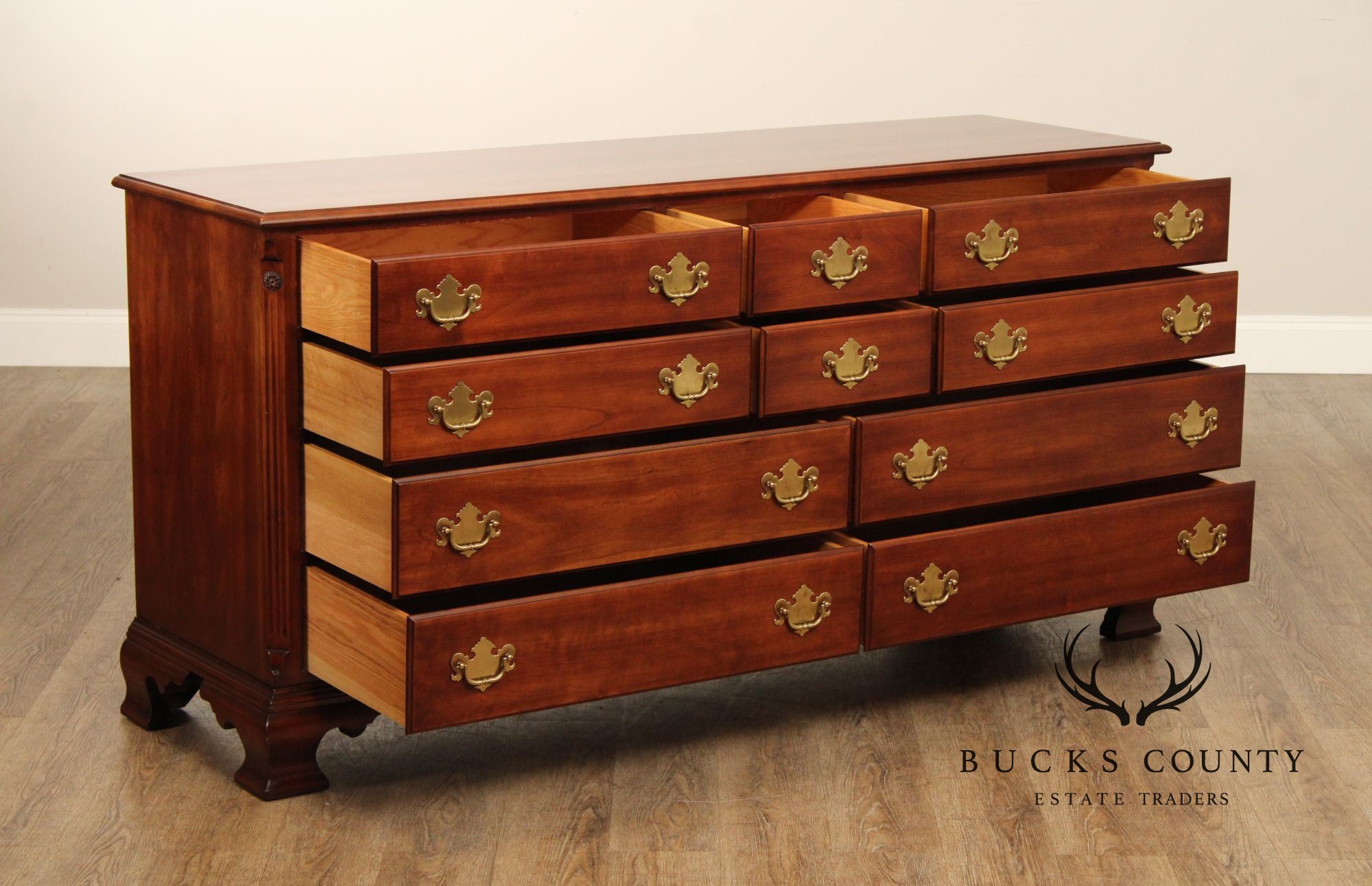 Statton Chippendale Style Solid Cherry Chest of Drawers