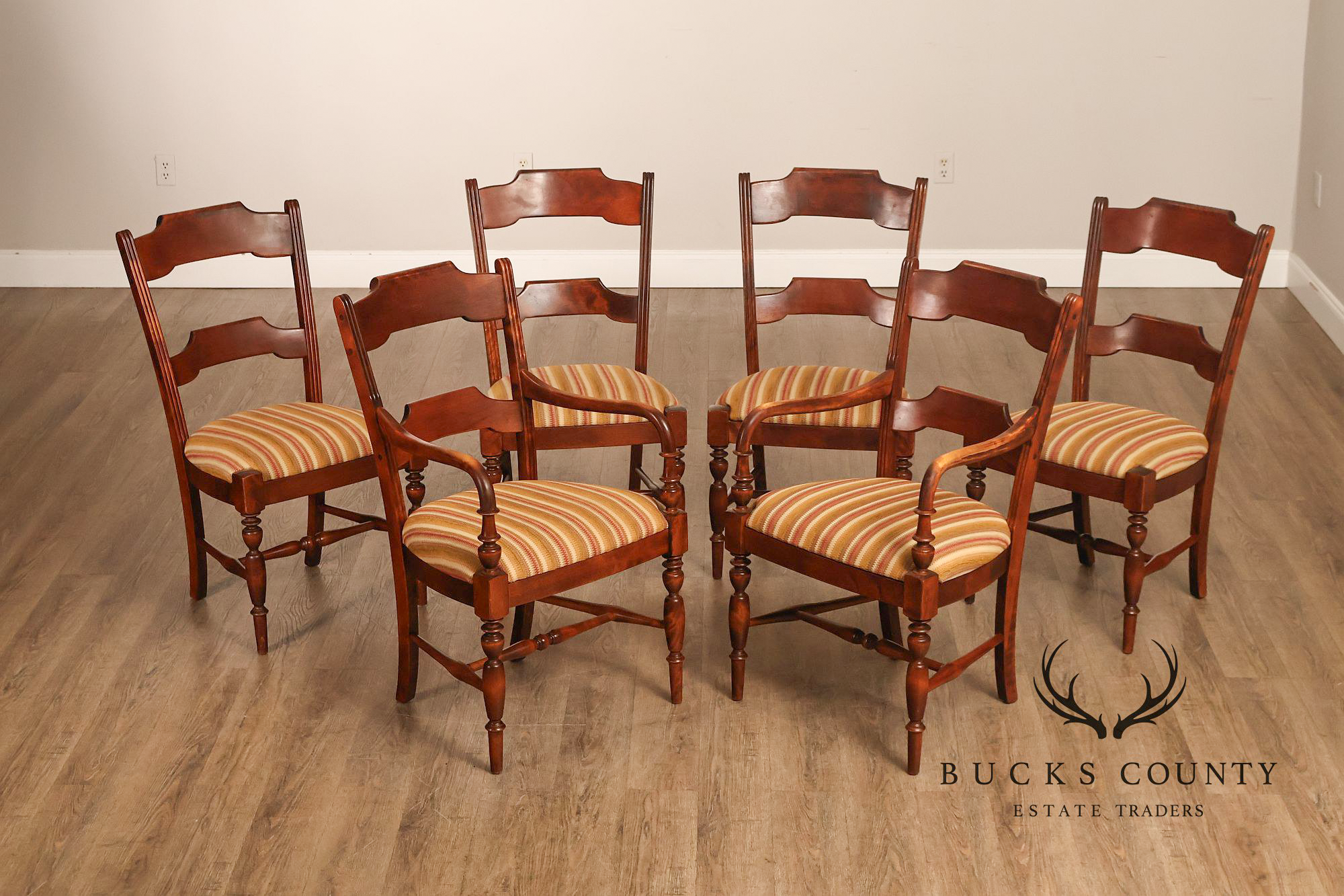 Nichols & Stone Set Of Six Solid Maple Dining Chairs
