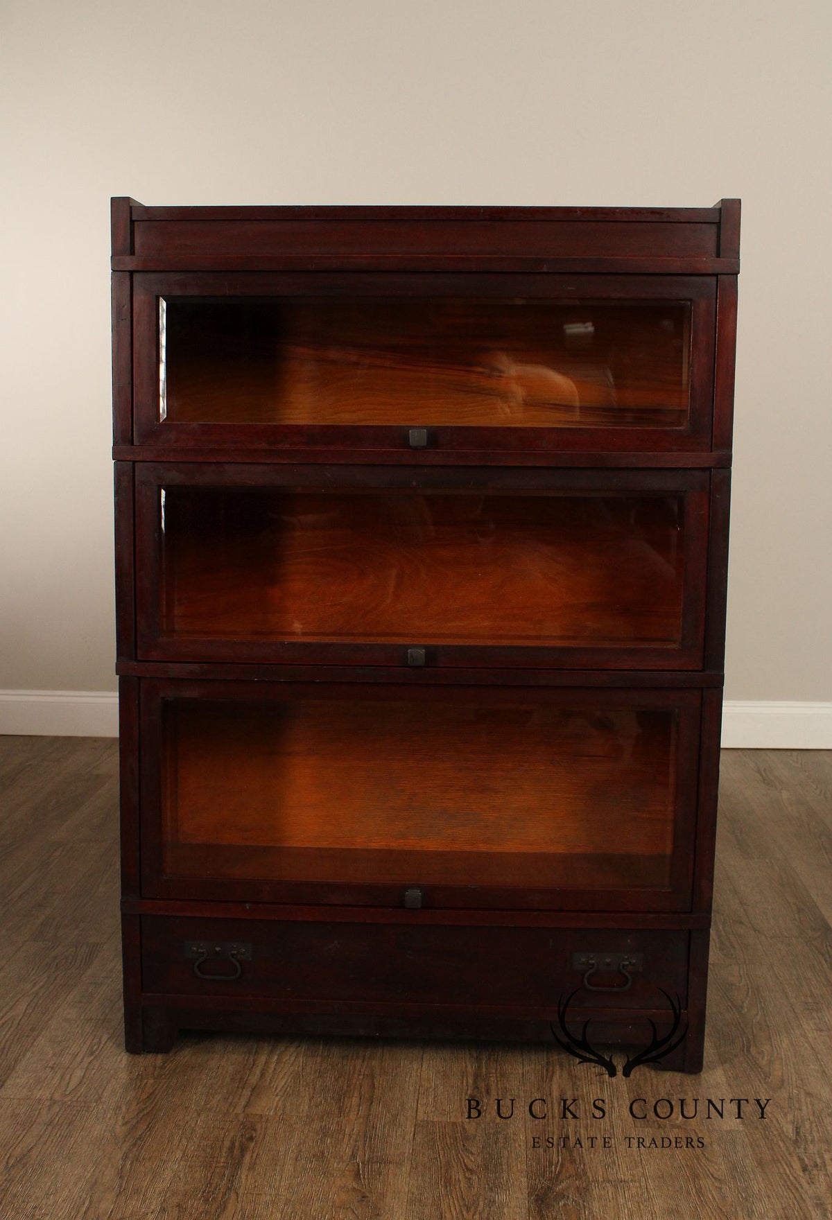 Vintage Mahogany Three-Stack Barrister Bookcase