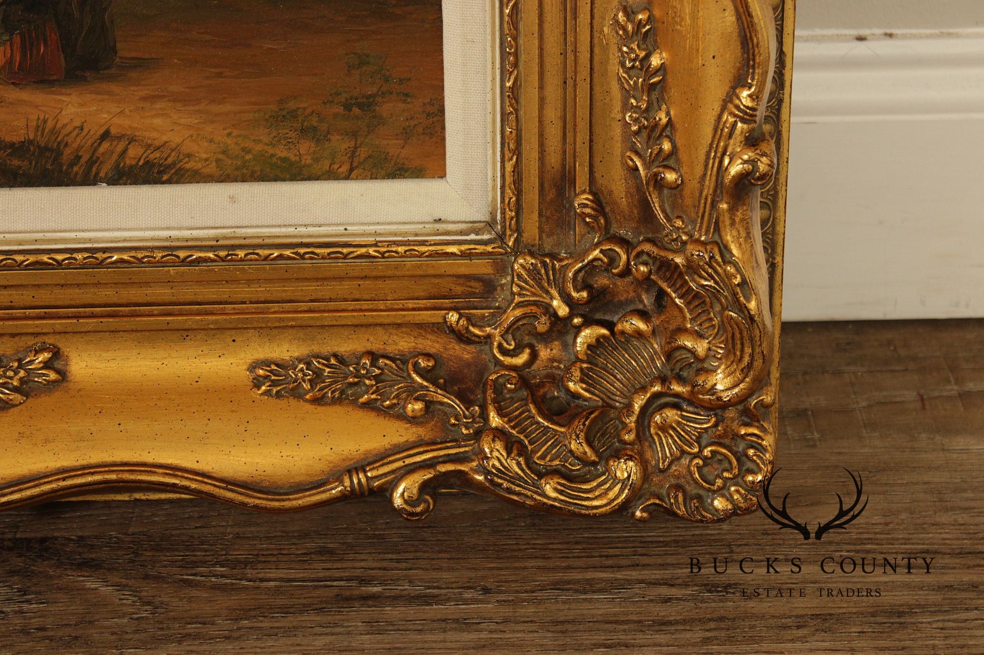 Artist Signed Genre Painting, Bucolic Village