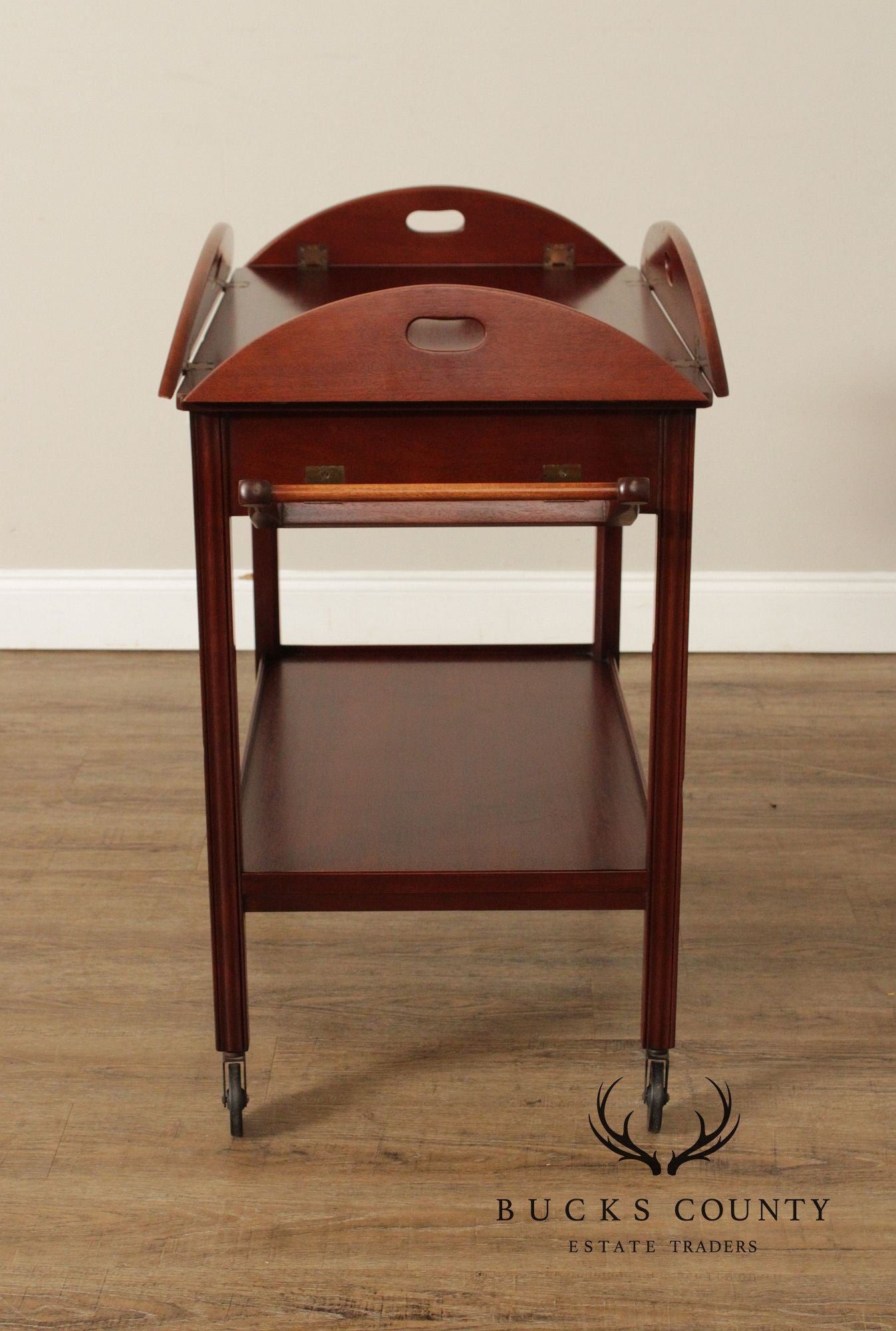 Chippendale Style  Vintage Mahogany Butler's Tray Bar Cart