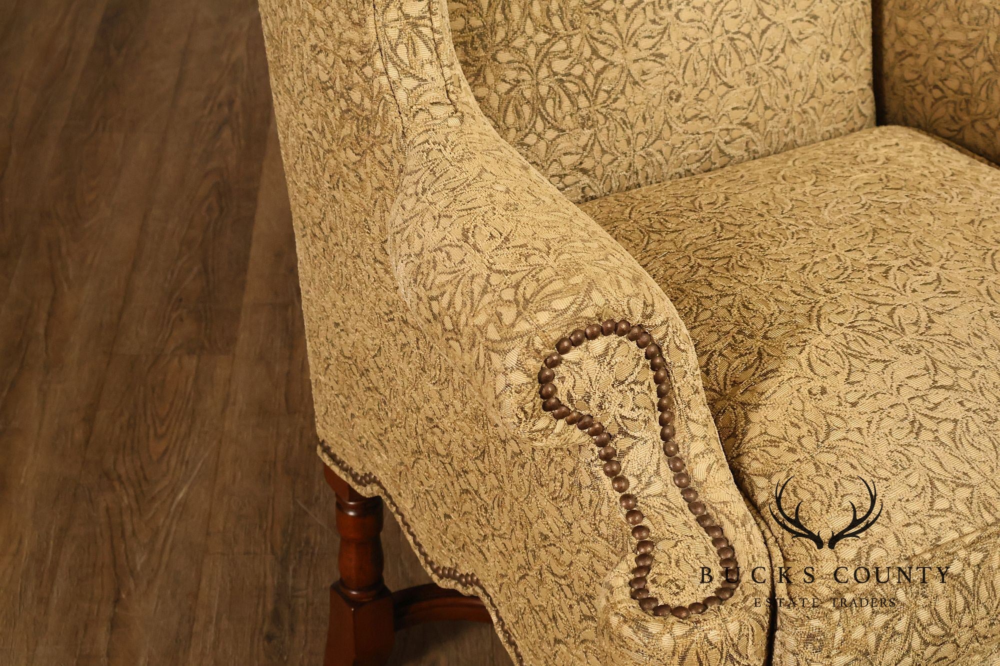 Lee Jofa Pair Of Custom Upholstered Wingback "Mayfair" Armchairs