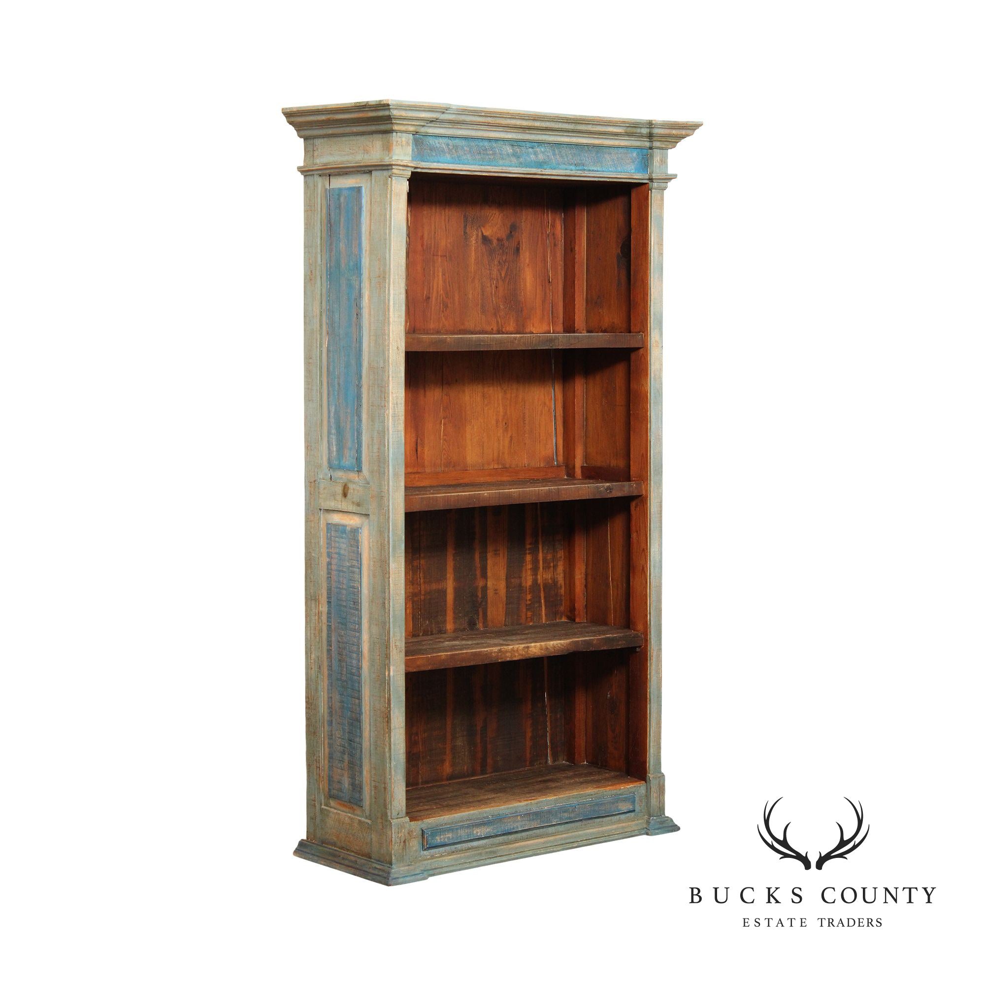 Rustic Farmhouse Style Painted Tall Open Bookcase