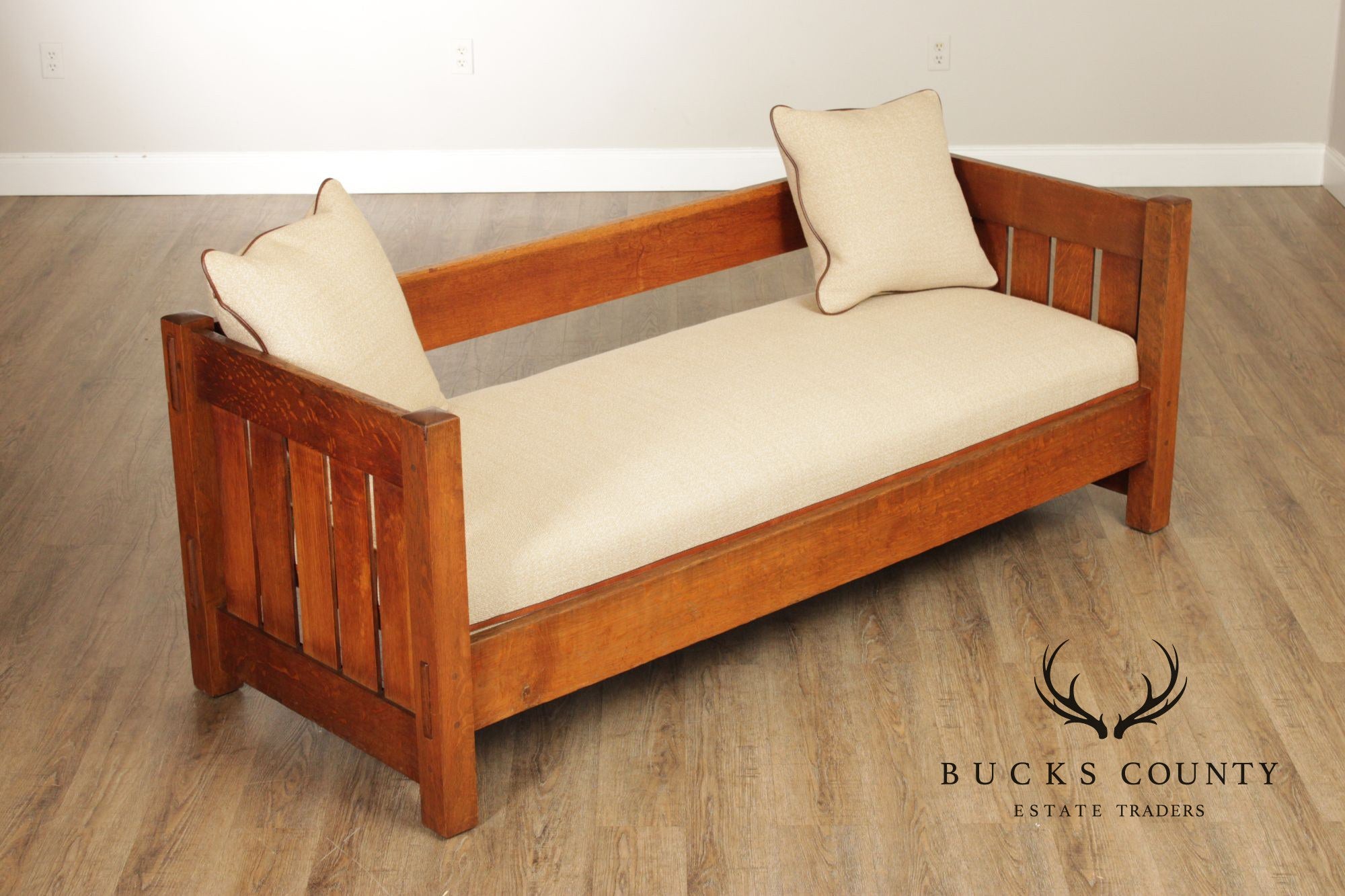 Gustav Stickley Mission Oak Even Arm Settle Sofa