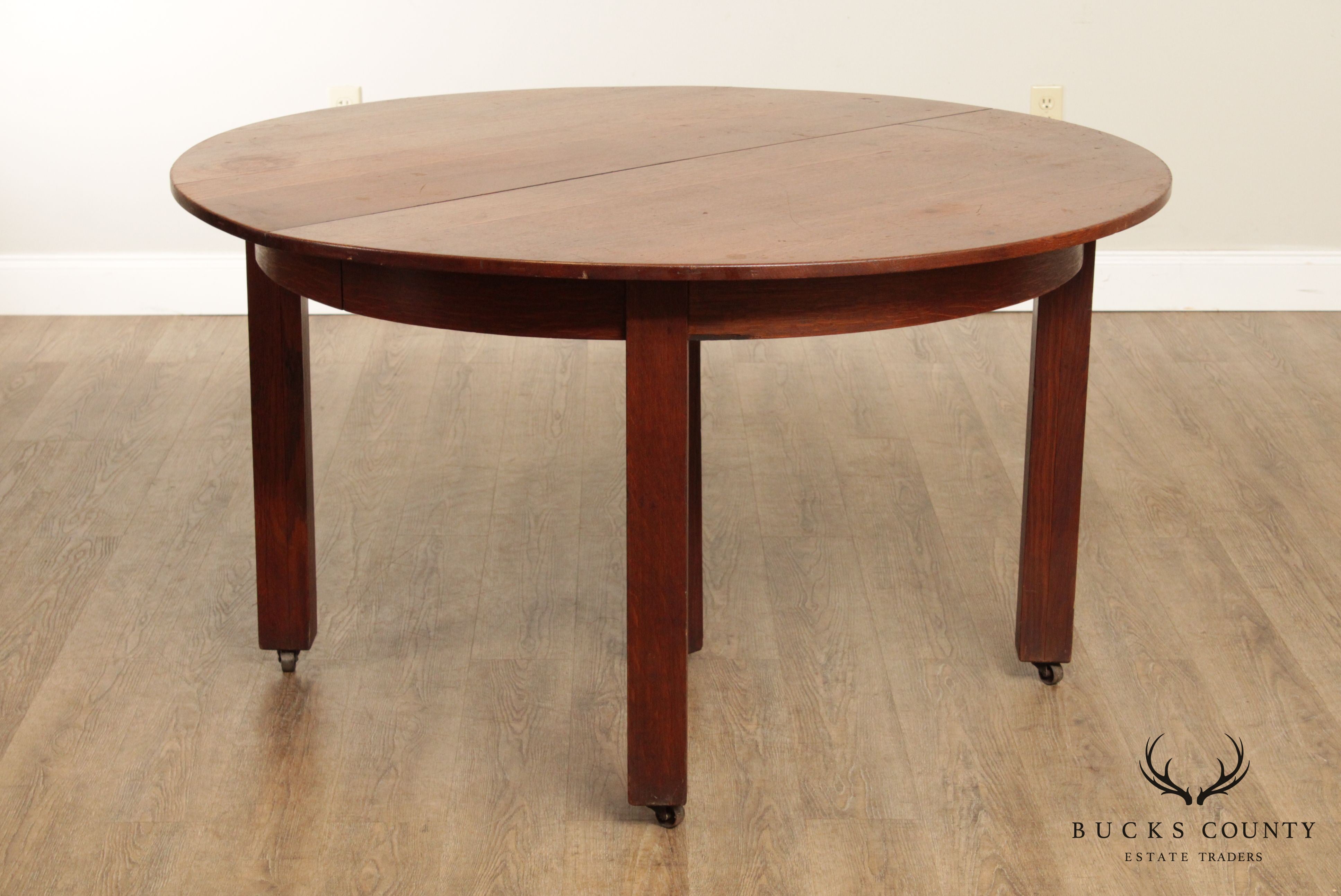 L. & J.G. Stickley Antique Round Oak Dining Table