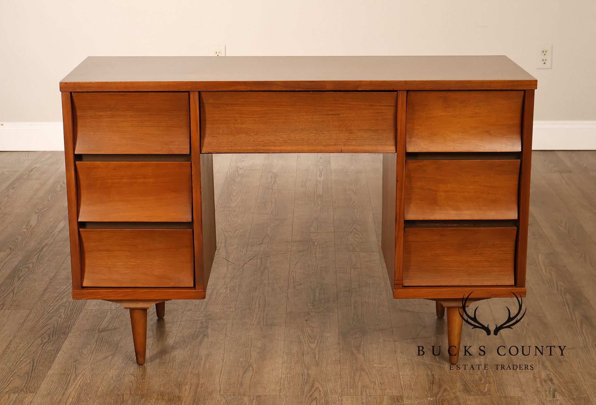 Mid Century Modern Sculpted Front Writing Desk