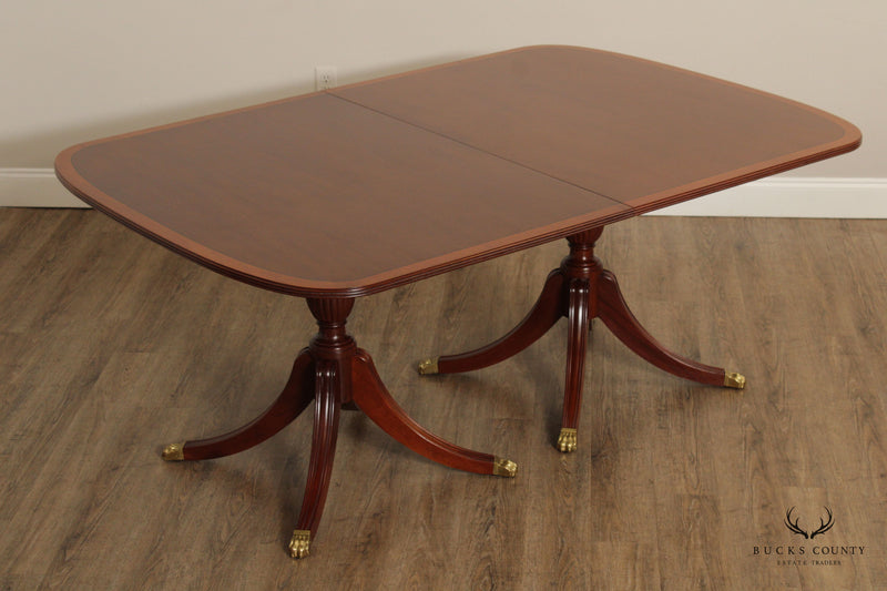 Stickley Regency Style Double Pedestal Expandable Mahogany Dining Table