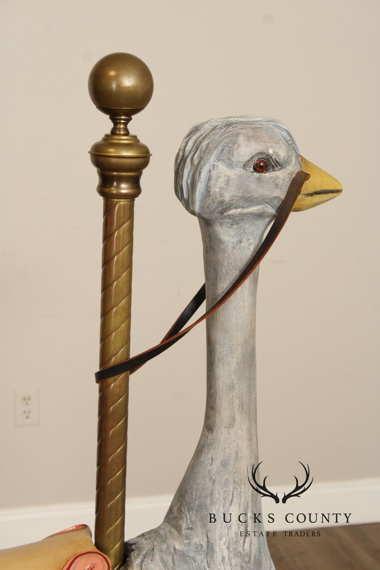 Vintage Polychrome Painted Carousel Ostrich