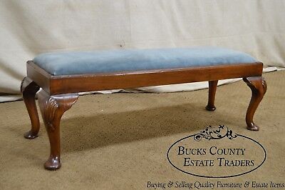 Queen Anne Style Custom Mahogany Long Footstool