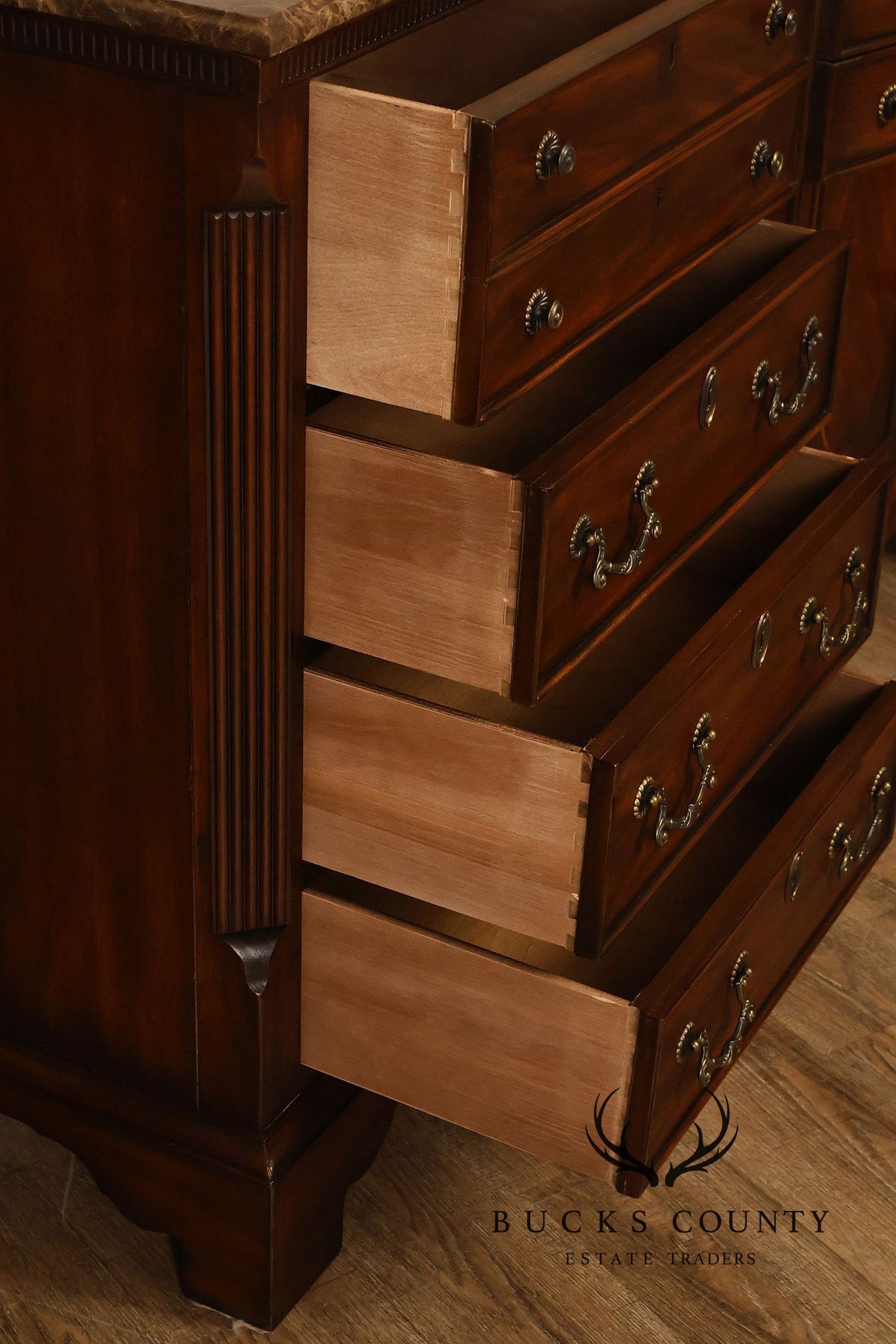 Drexel Heritage 'Covington Park' Marble Top Mahogany Door Chest