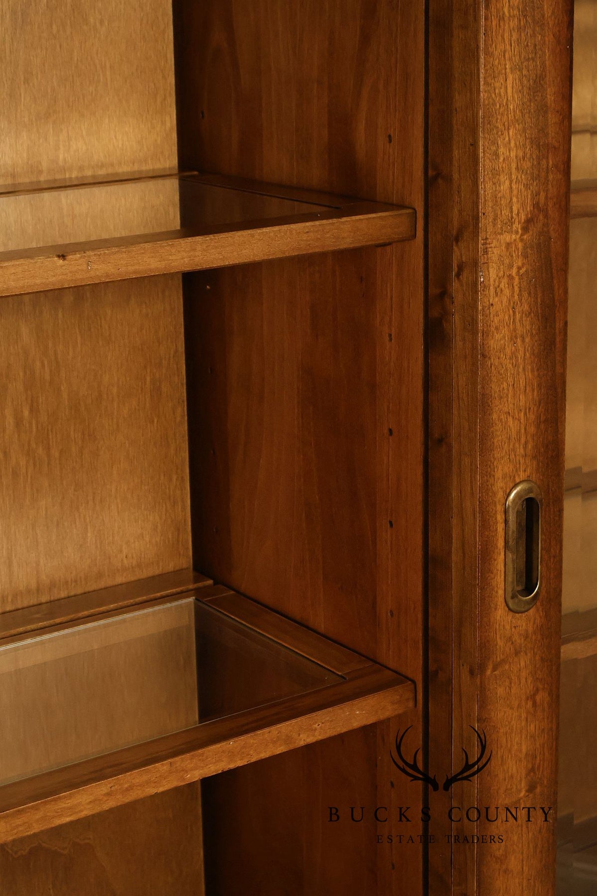 Arhaus Tuscan Italian Walnut Buffet With Sliding Glass Door Hutch