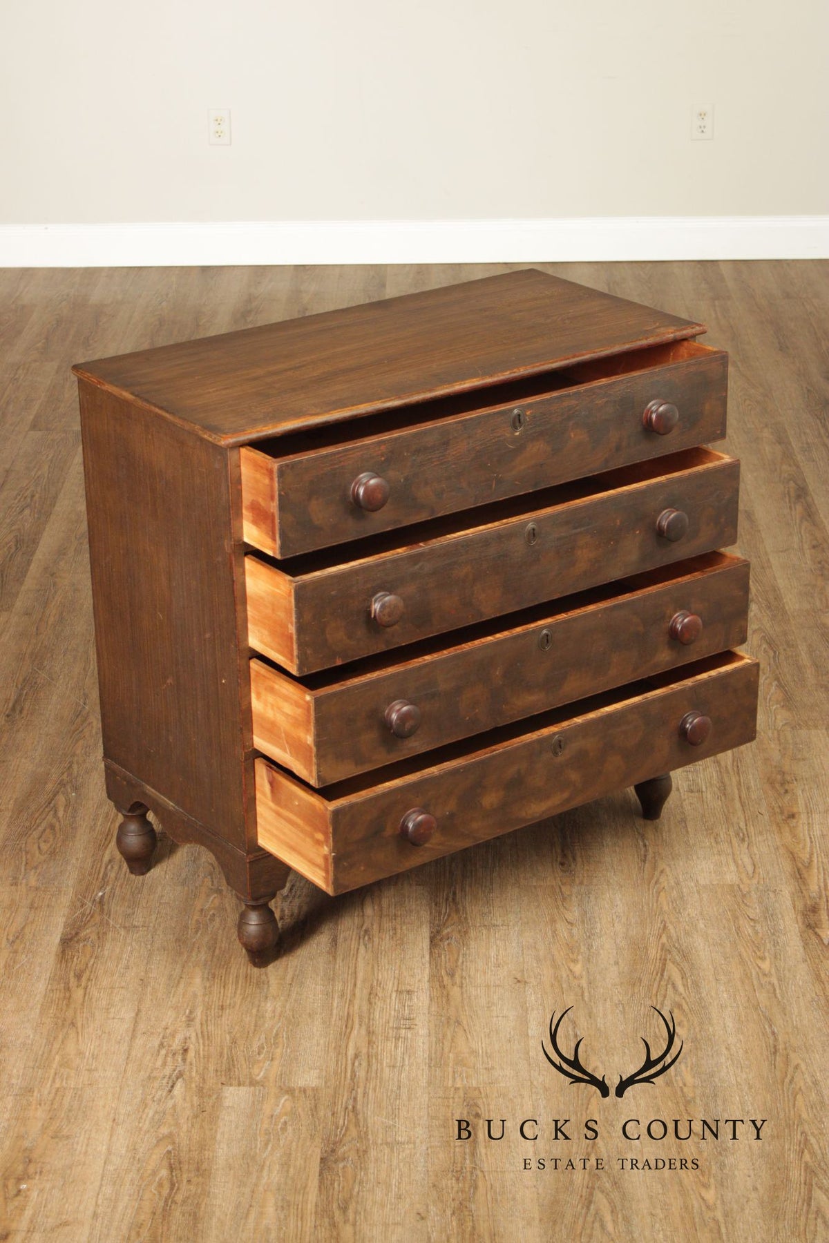 Antique American Grain Painted Four-Drawer Chest Of Drawers