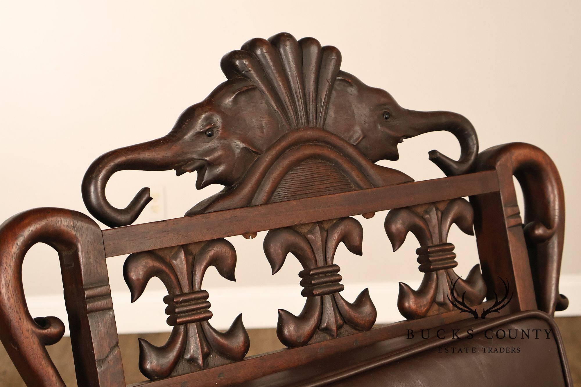 Exceptional 19th Century Anglo-Indian / Burmese Colonial Figural Carved Hardwood Throne Armchair