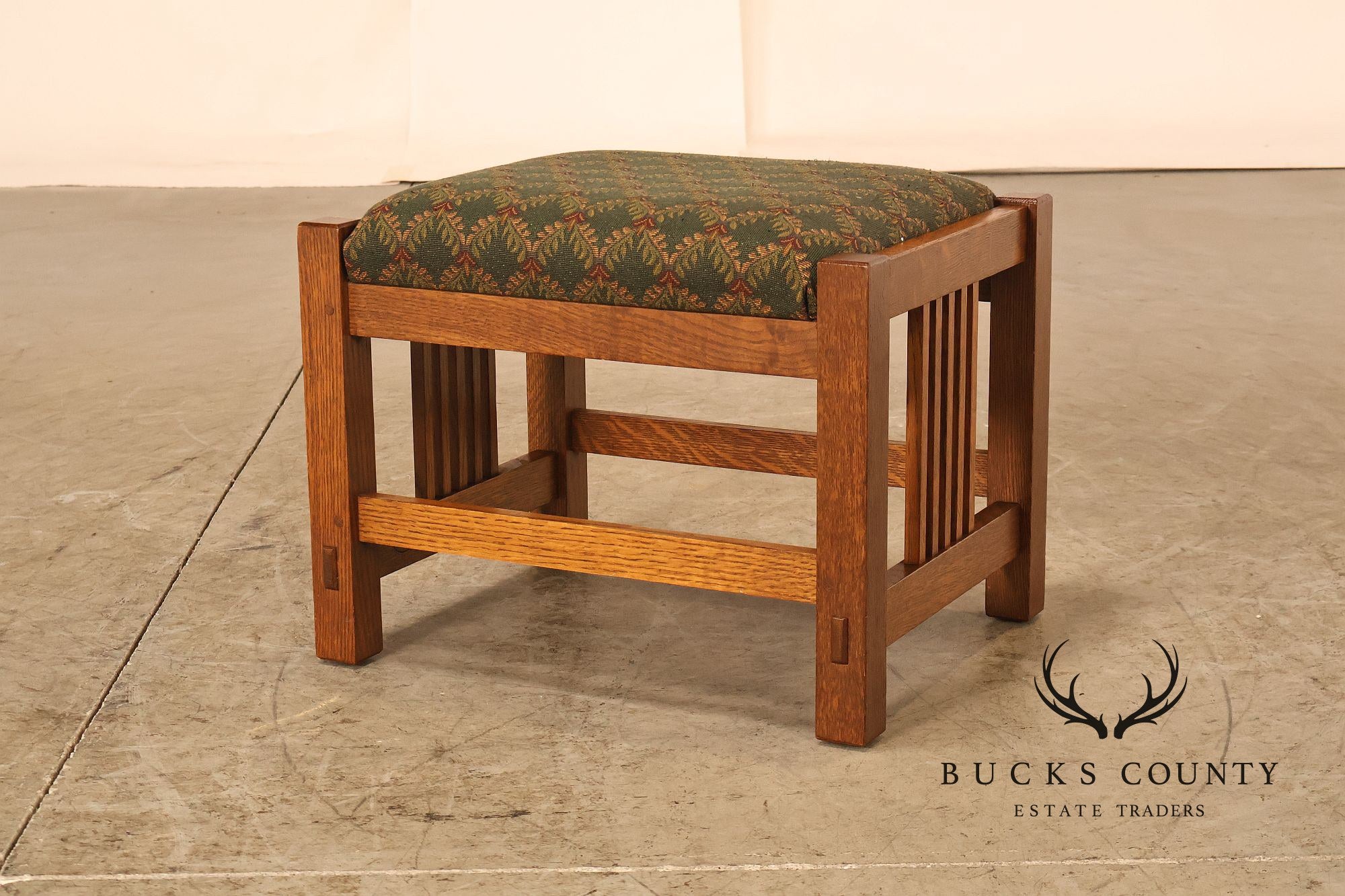 Stickley Mission Collection Oak Spindle Side Footstool Ottoman