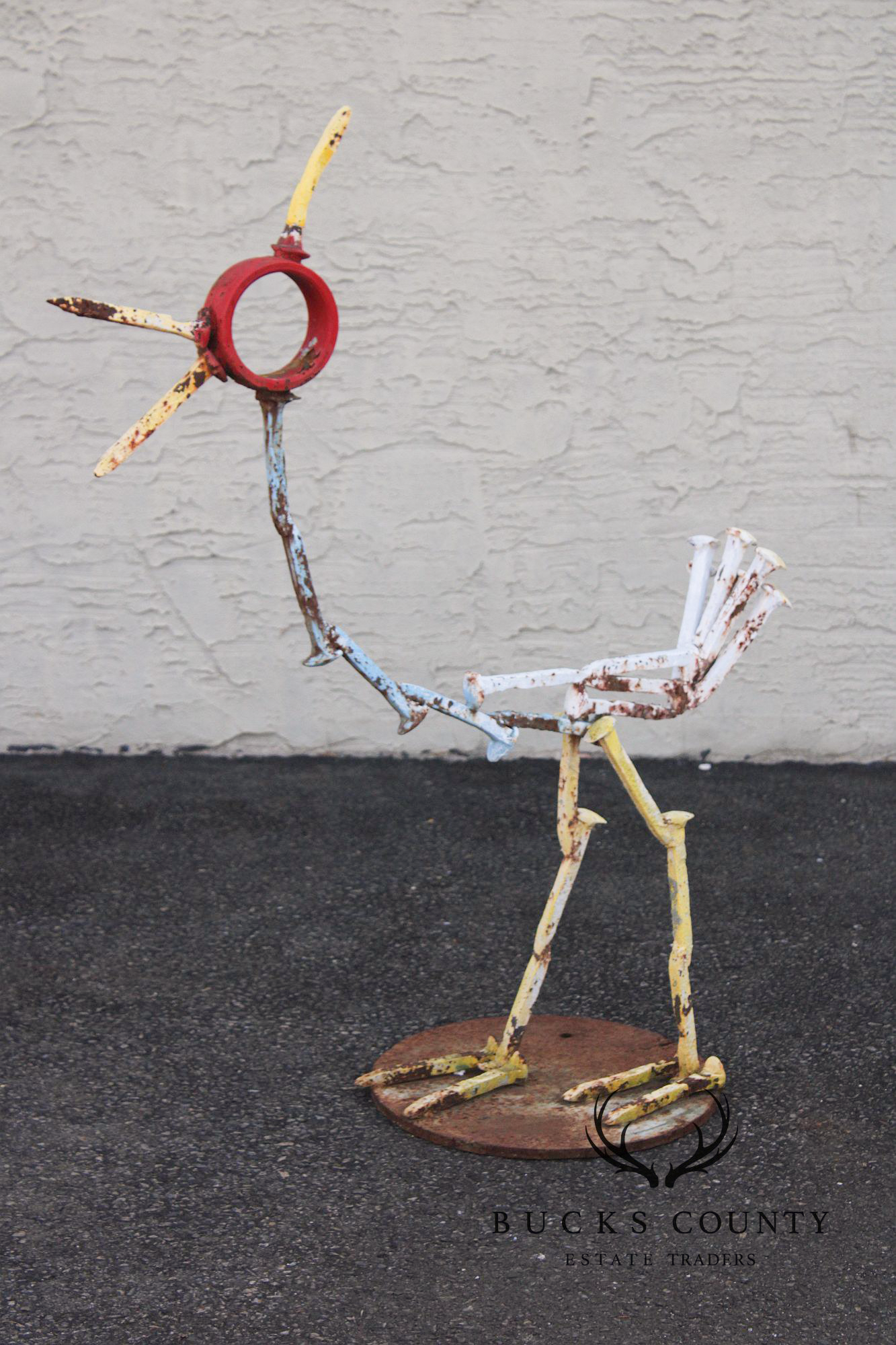 Industrial Metal Rooster Sculpture Garden Statue