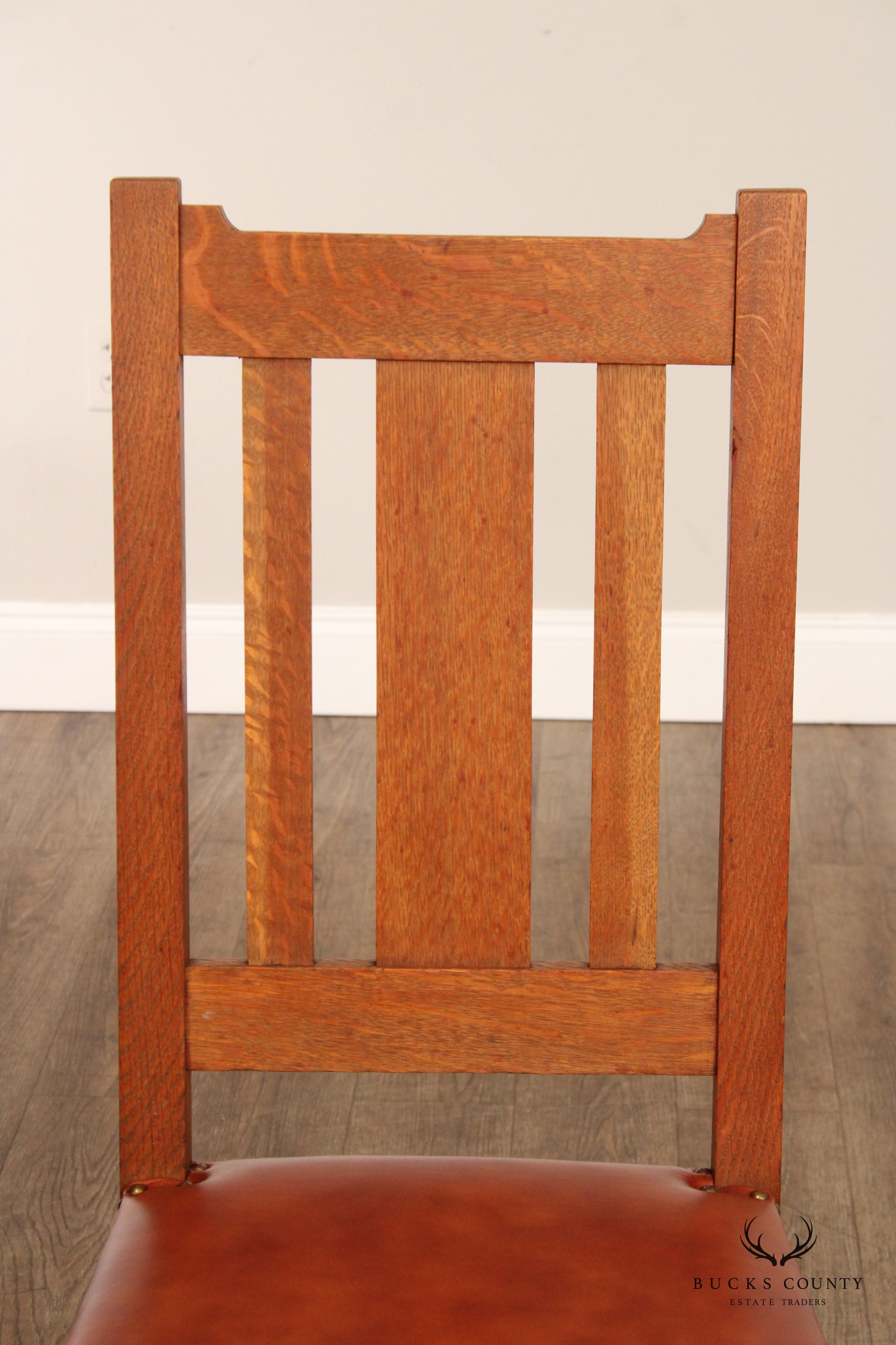 Antique Mission Oak and Leather Side Chair