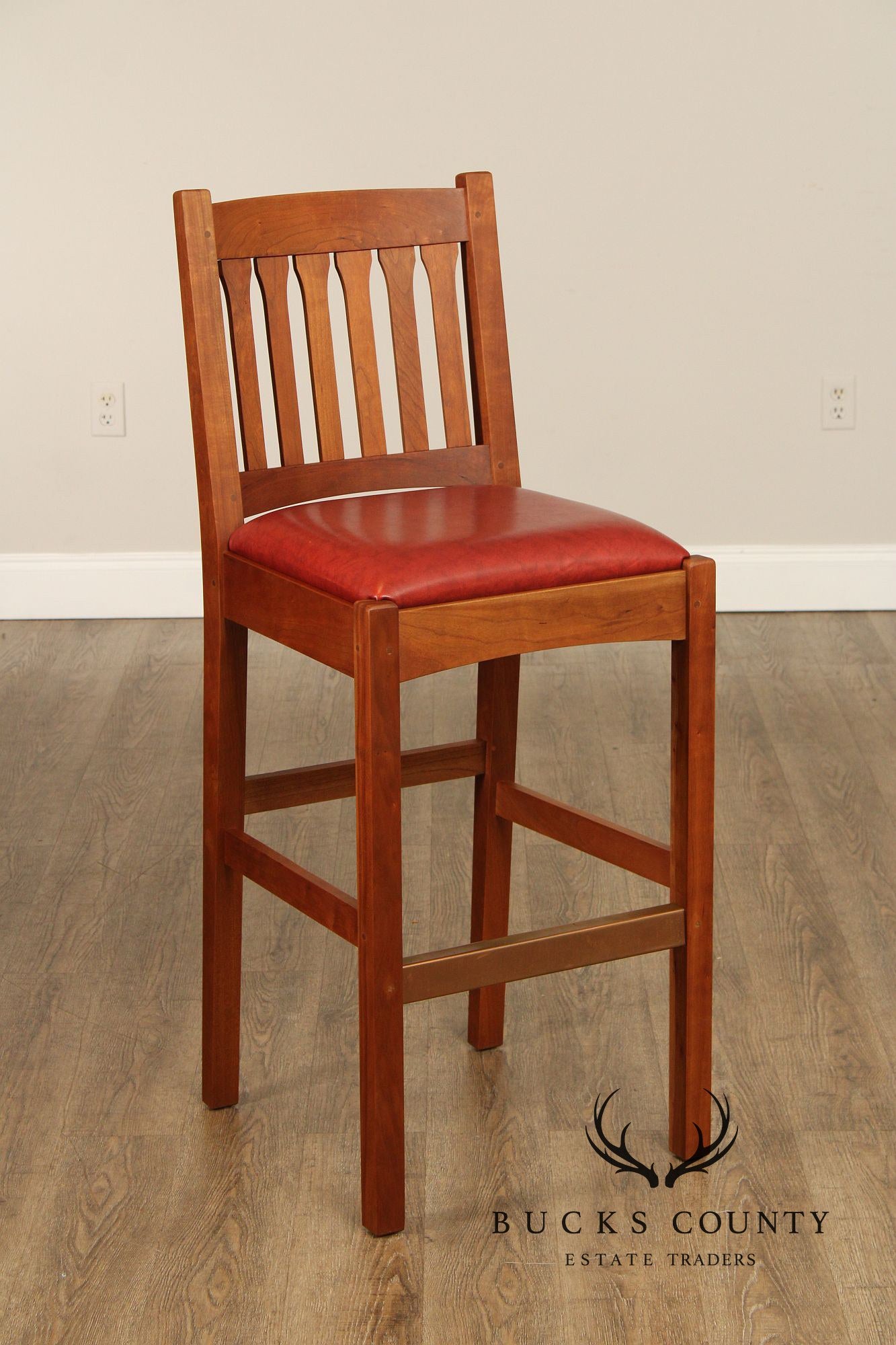 Stickley Mission Collection Pair of Cherry Cottage Bar Stools