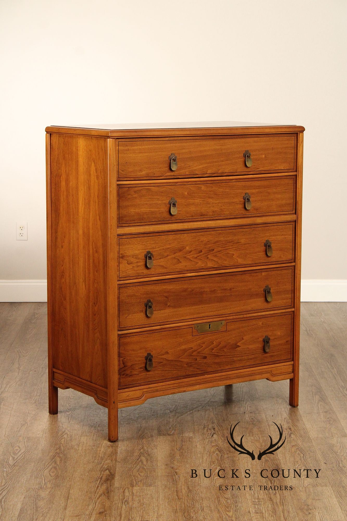 Imperial Furniture Asian Inspired Mid Century Walnut Tall Chest