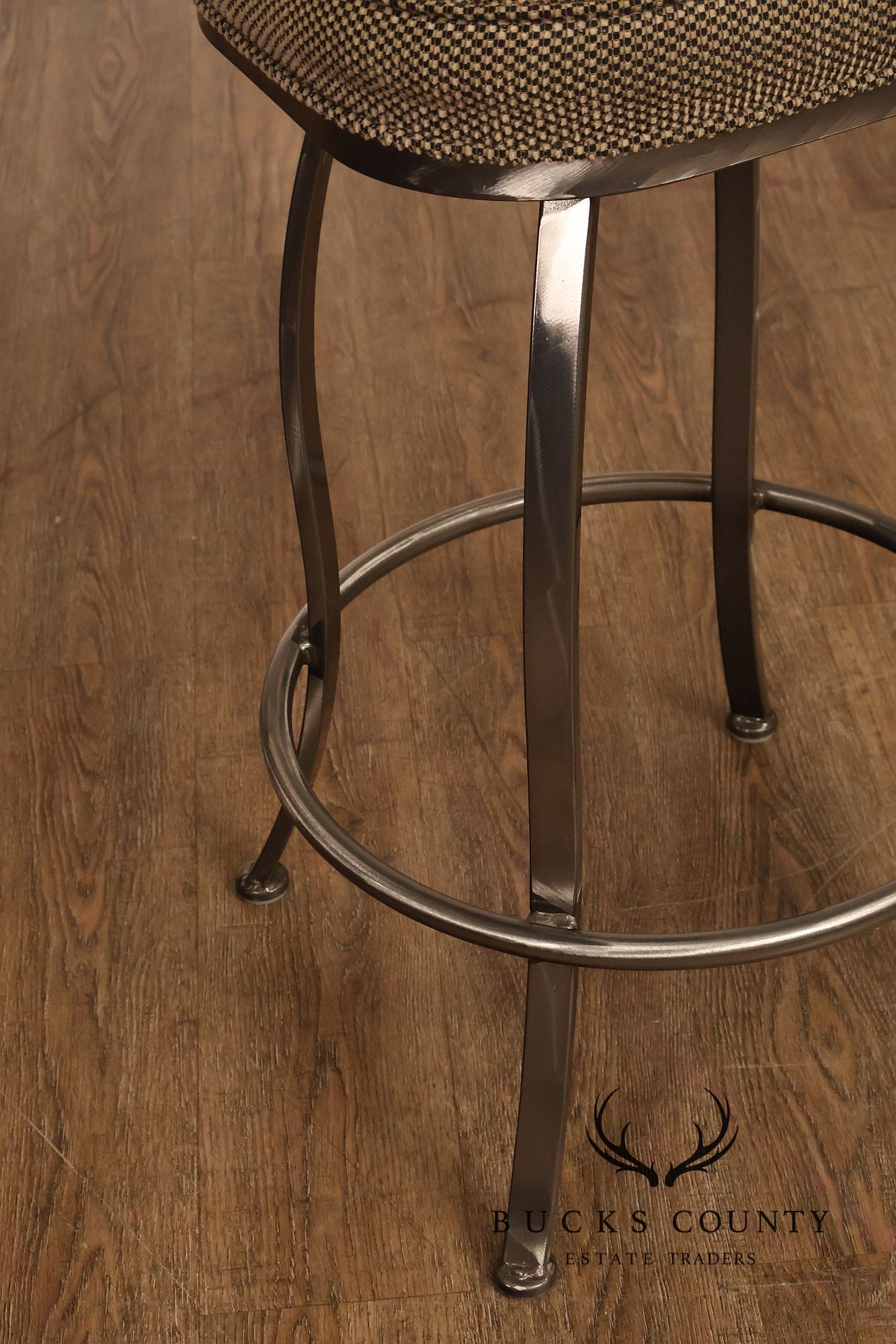 Shaver Howard Contemporary Set Of Three Brushed Steel Swivel Bar Stools